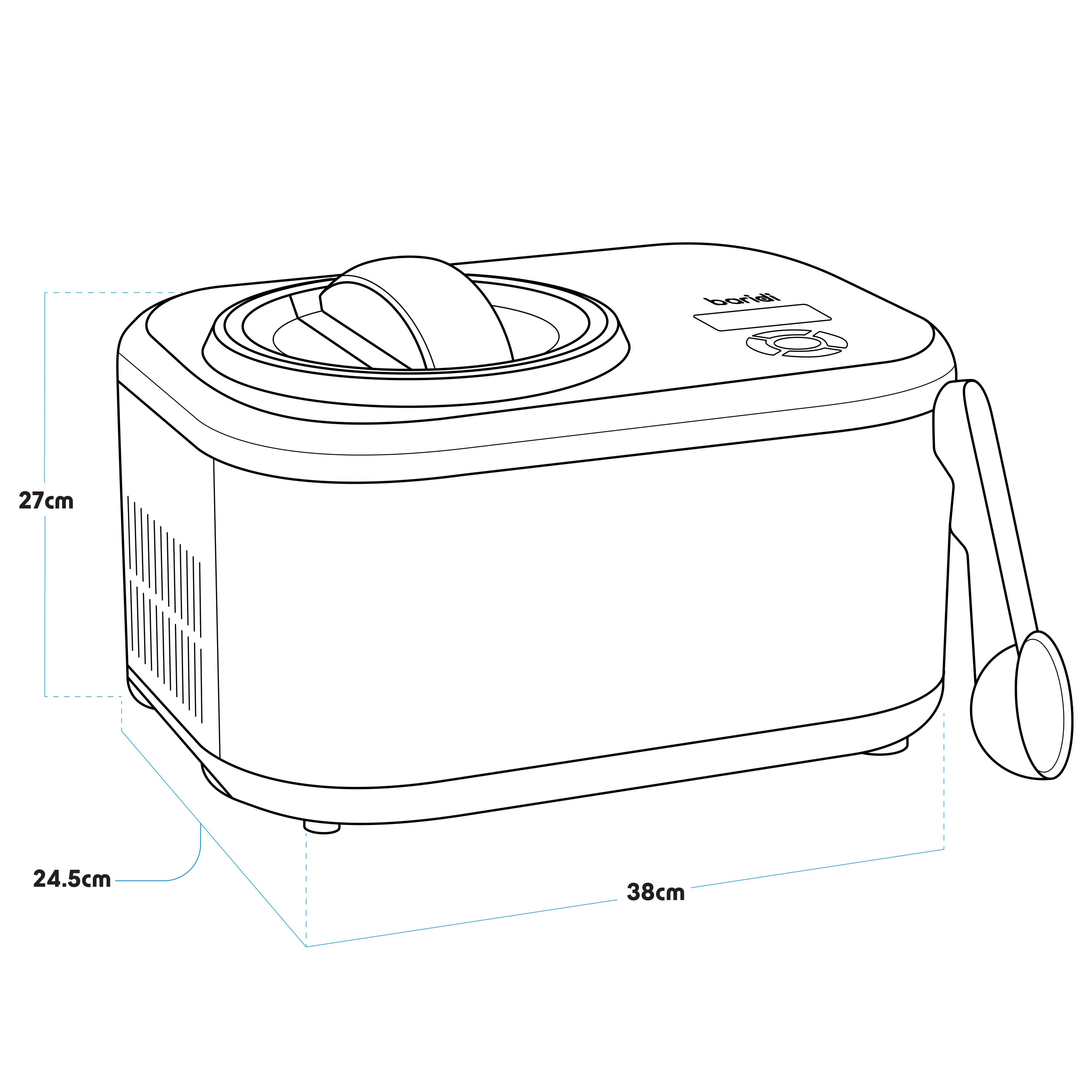 Baridi 1.5L Ice Cream Machine with Fast Freeze Compressor Cooling - DH240