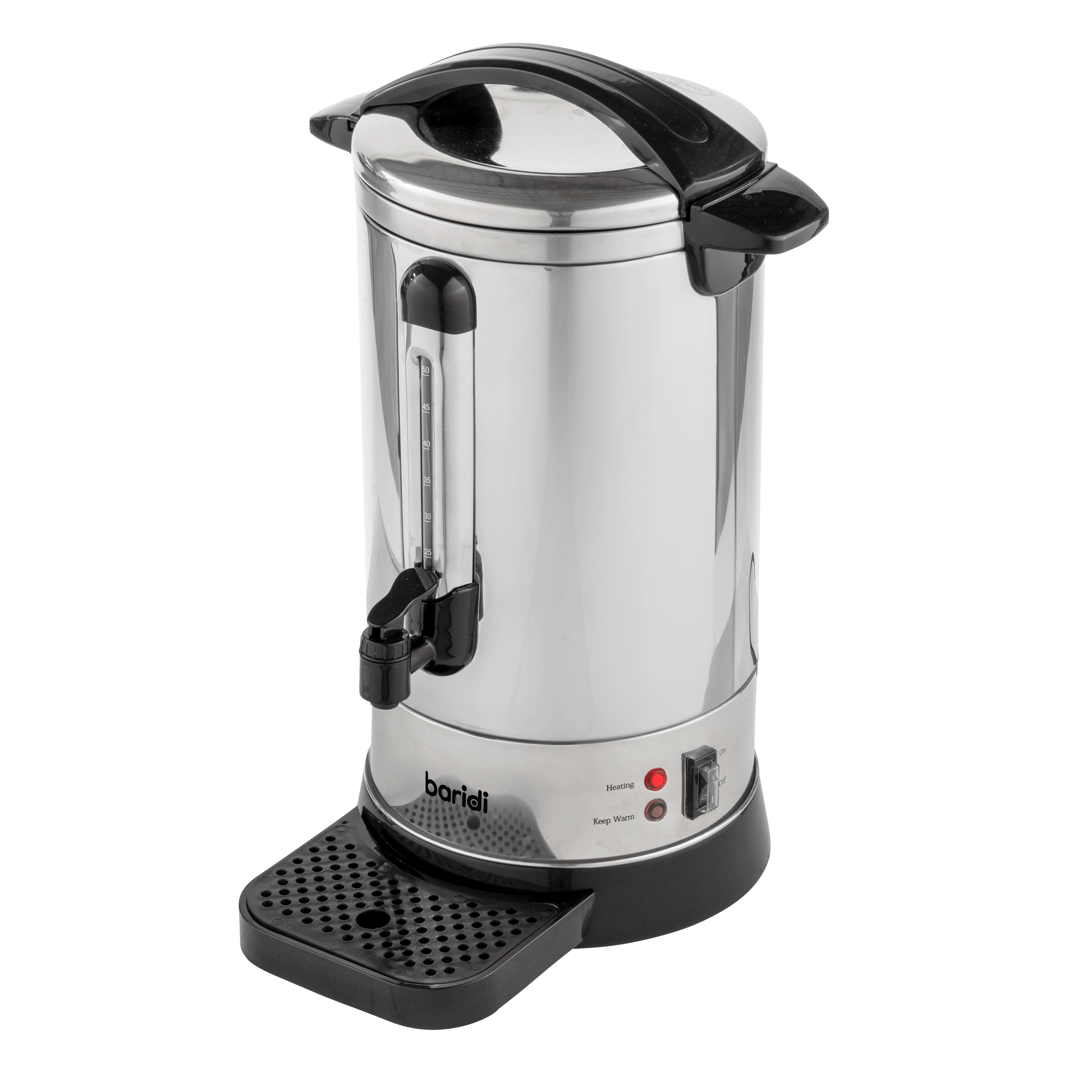 Baridi 10L Hot Water Boiler, Tea Urn with Drip Tray, Keep Warm Function - Stainless Steel - DH269