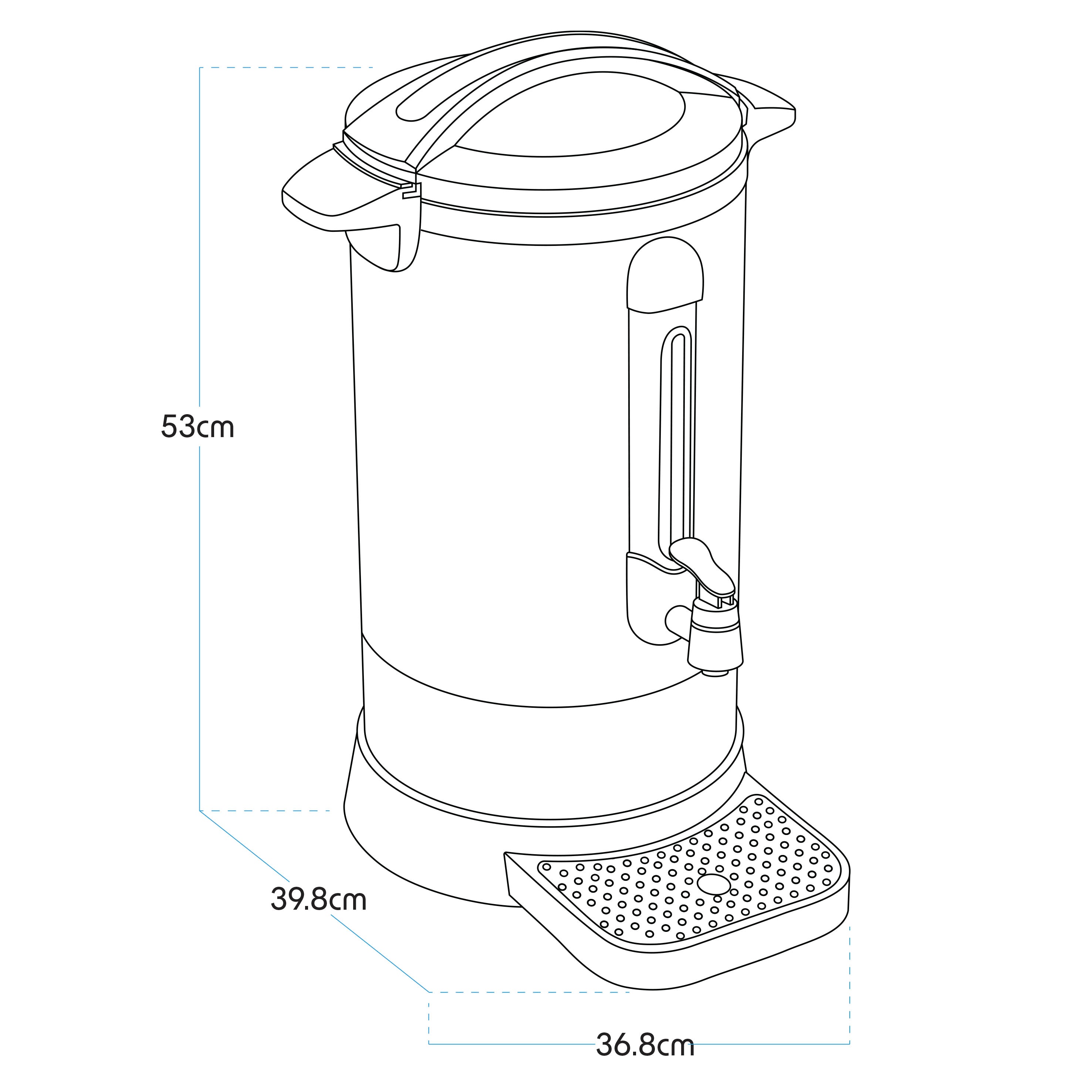 Baridi 20L Hot Water Boiler, Tea Urn with Drip Tray, Keep Warm Function - Stainless Steel - DH270