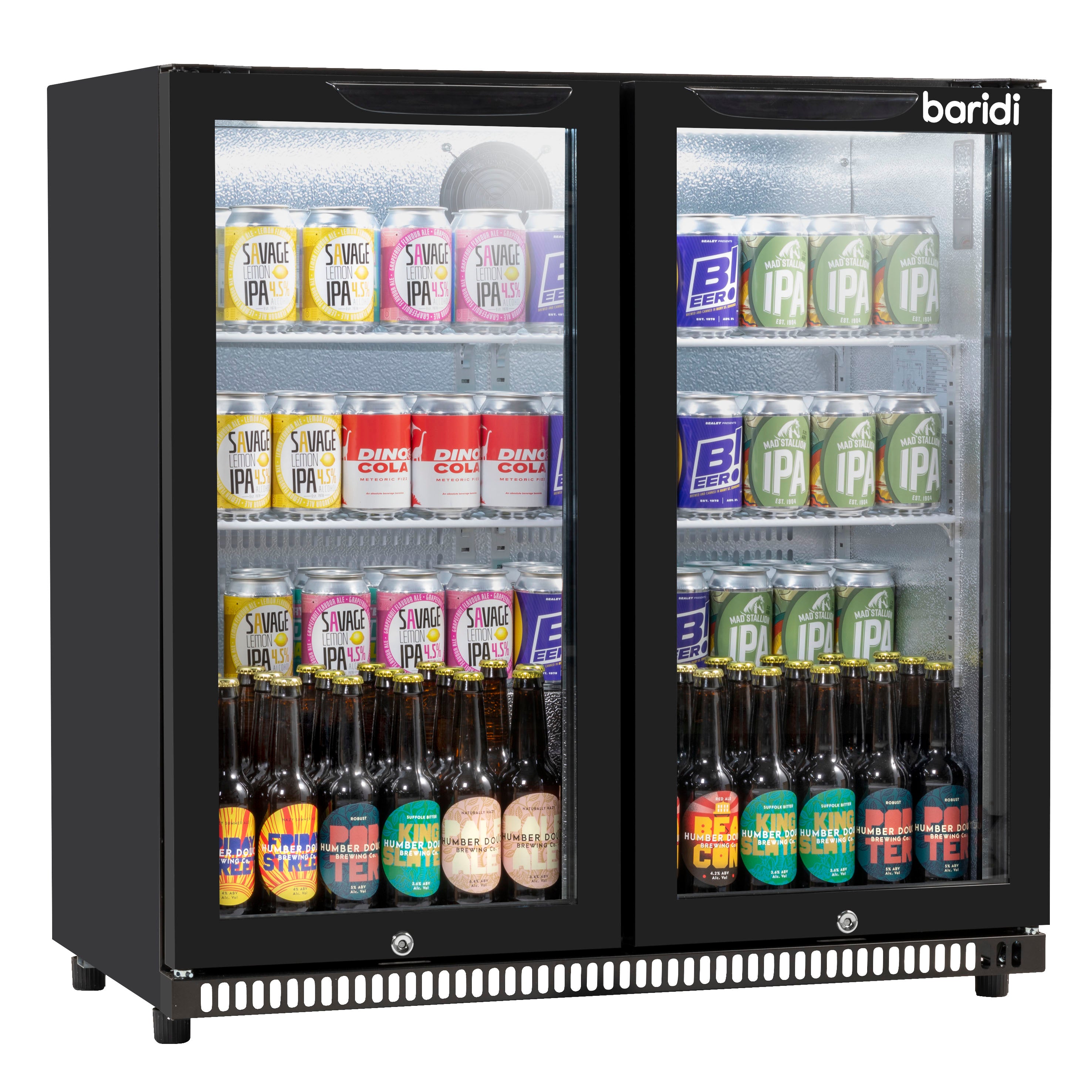 Baridi Back Bar Drinks Fridge with Hinged Double Door, 190L Capacity - DH272