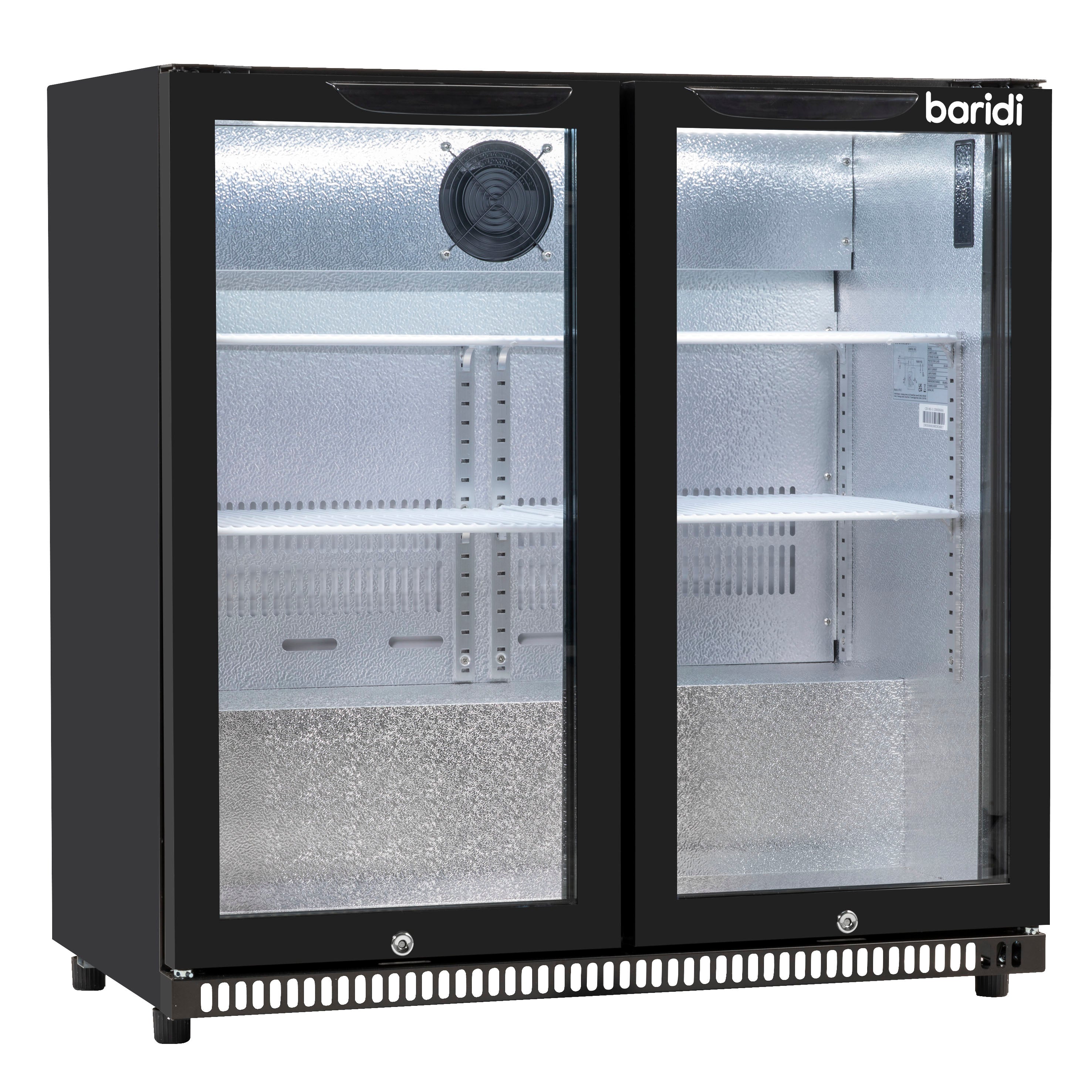 Baridi Back Bar Drinks Fridge with Hinged Double Door, 190L Capacity - DH272