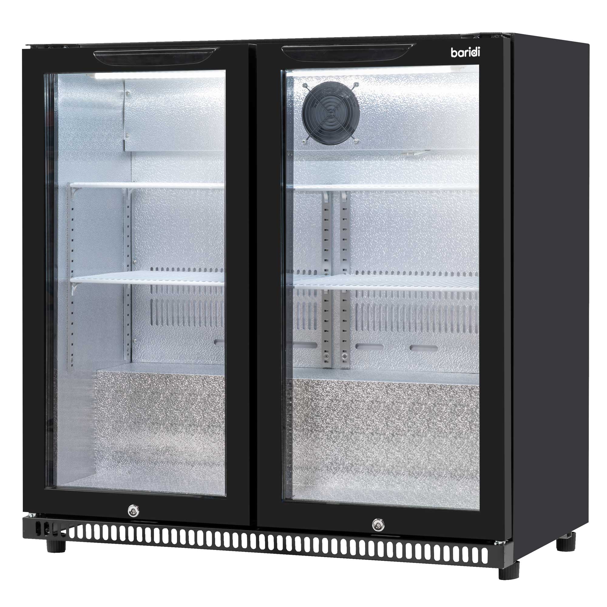 Baridi Back Bar Drinks Fridge with Hinged Double Door, 190L Capacity - DH272