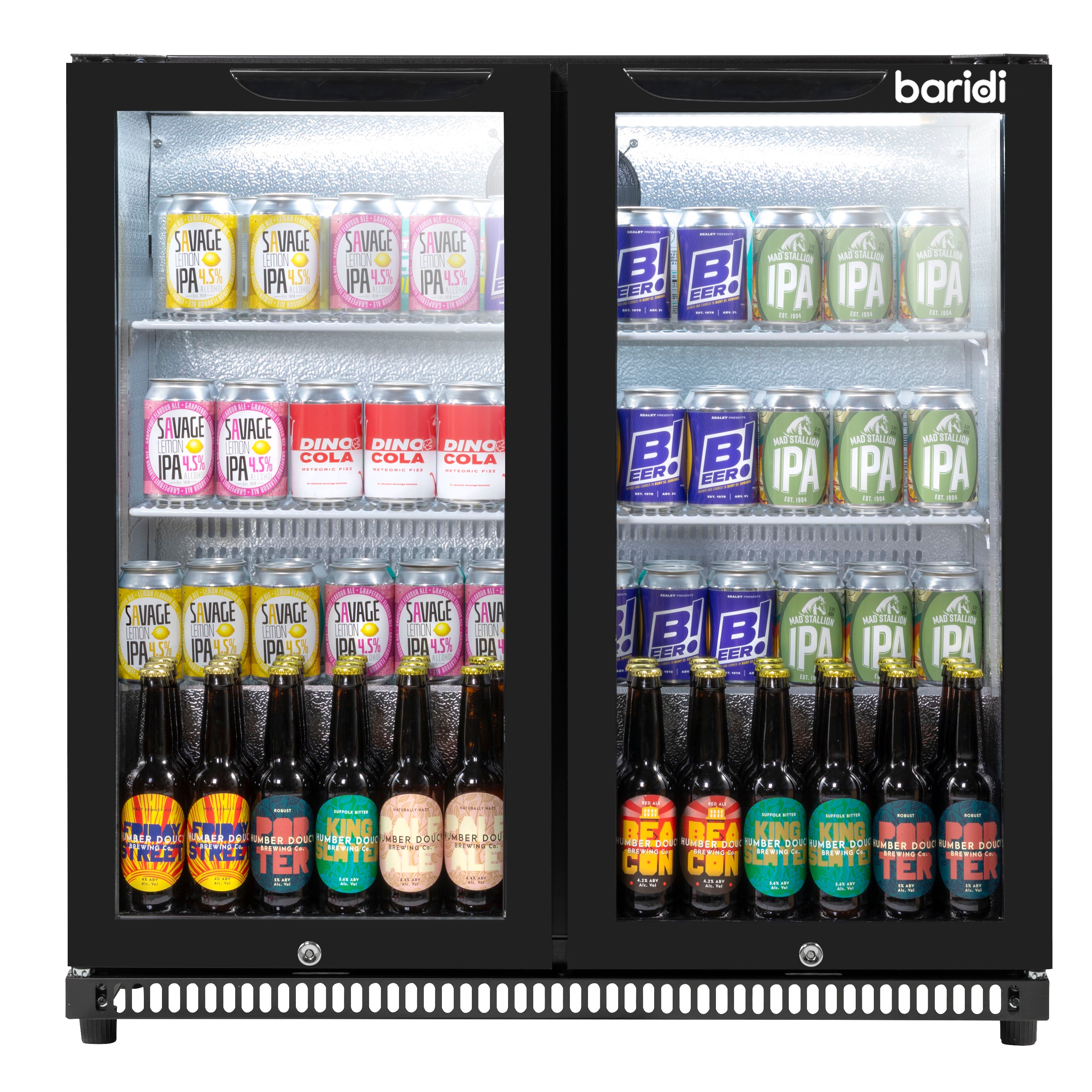 Baridi Back Bar Drinks Fridge with Hinged Double Door, 190L Capacity - DH272