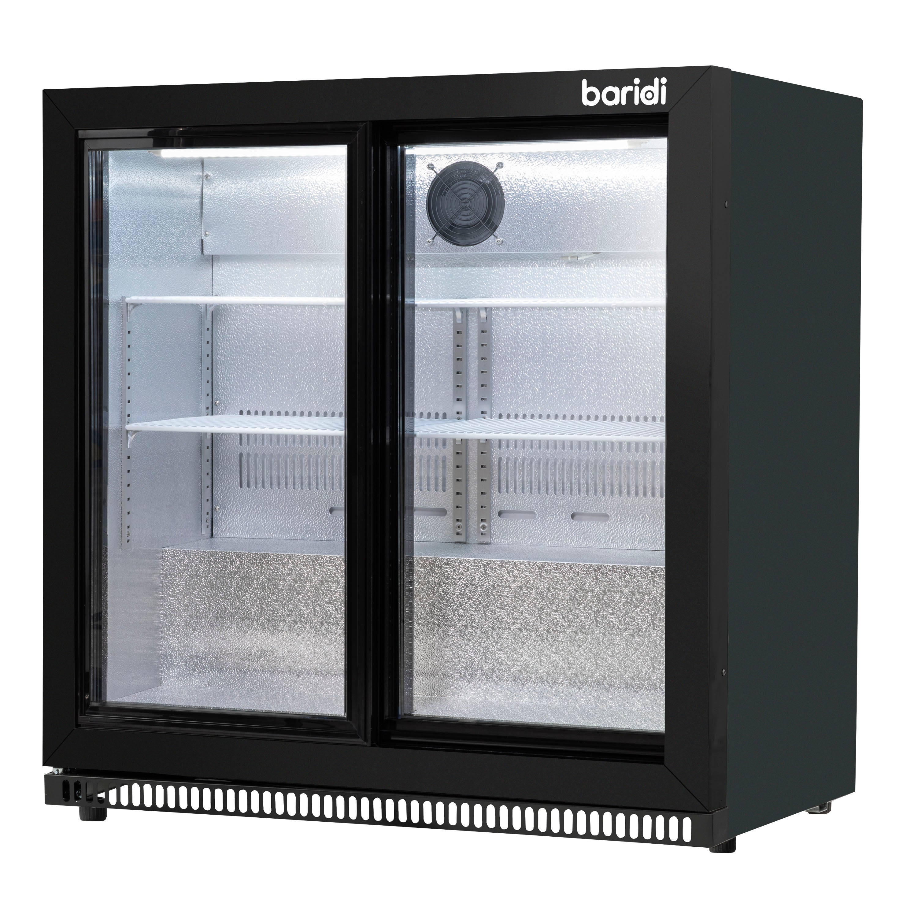 Baridi Back Bar Drinks Fridge/Cooler with Double Sliding Doors, 190L Capacity, Black - DH273