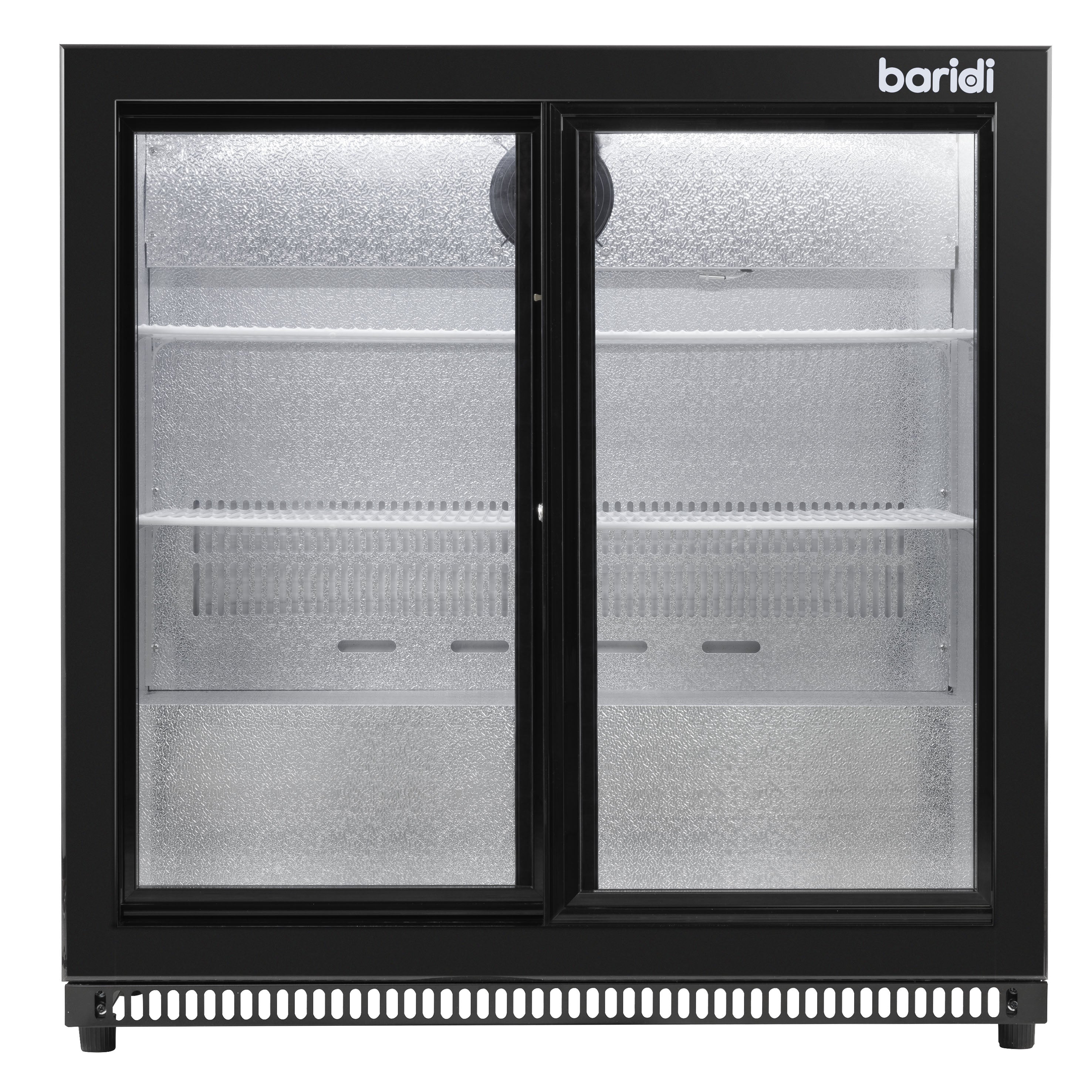 Baridi Back Bar Drinks Fridge/Cooler with Double Sliding Doors, 190L Capacity, Black - DH273