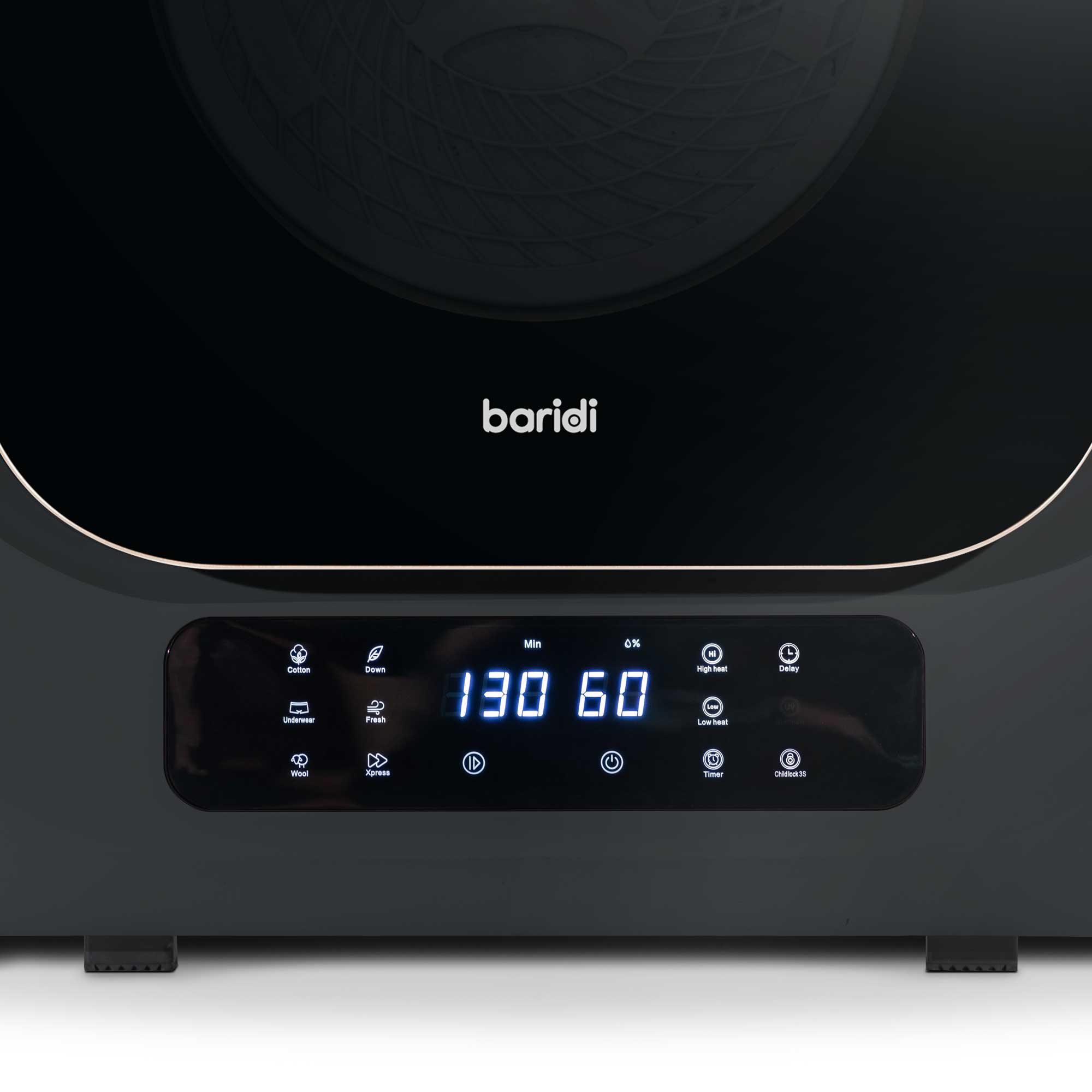 Baridi Mini Tabletop Tumble Dryer with Digital Controls, 2.5kg capactity, includes wall mounted brackets - DH229