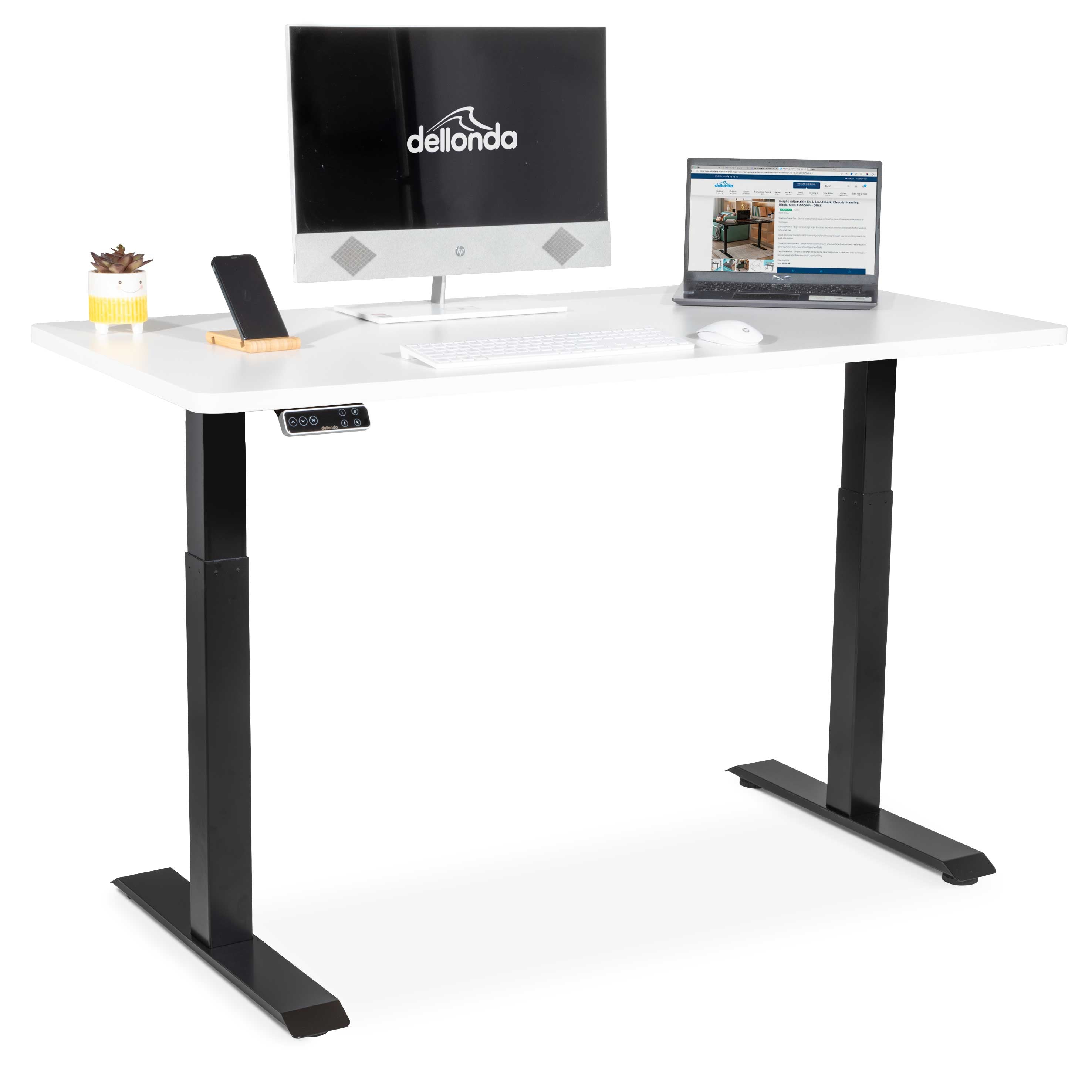 White Electric Height Adjustable Standing Desk, 1400 x 700mm Dual Motor 100kg - DH32