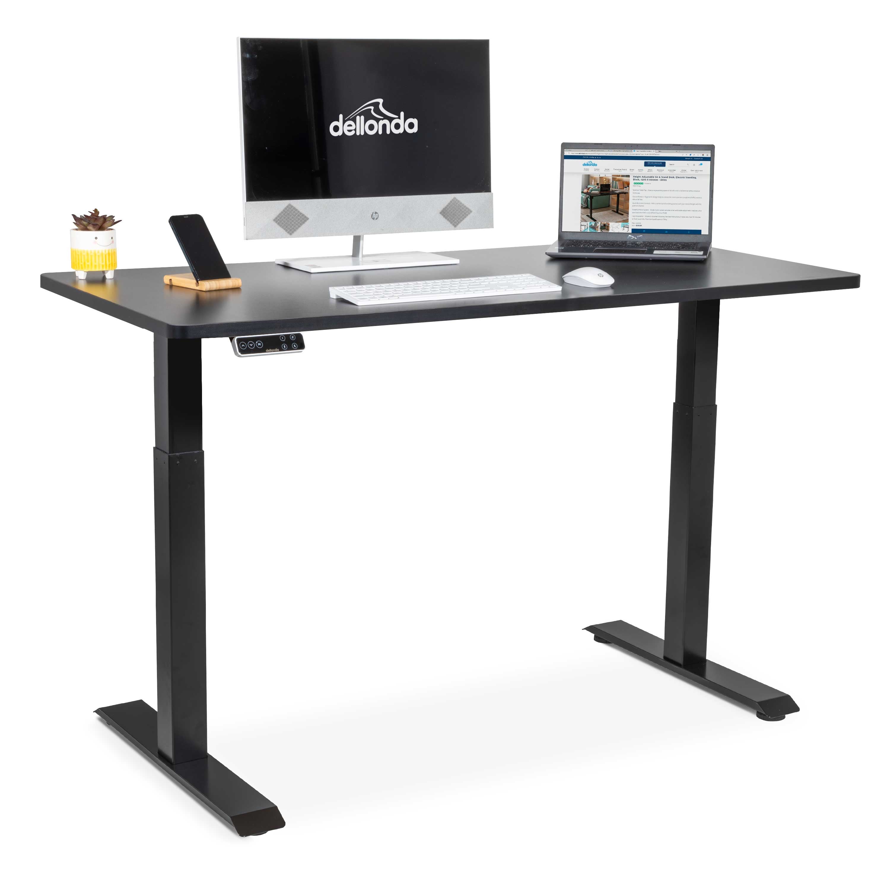 Black Electric Height Adjustable Standing Desk, 1400 x 700mm Dual Motor 100kg - DH34