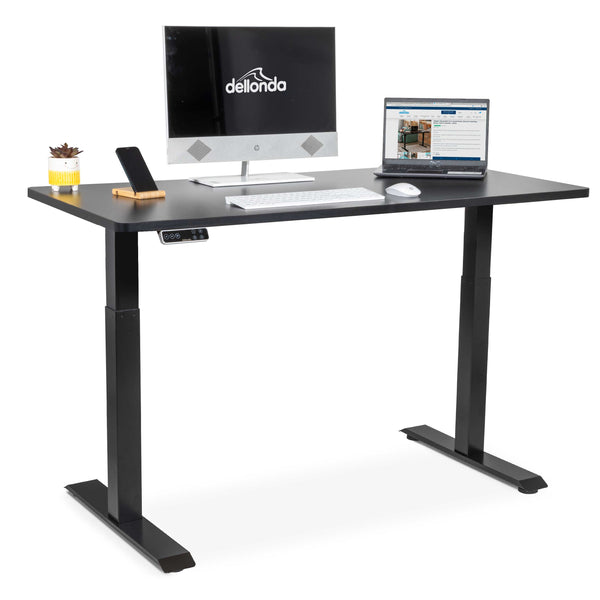 Black Electric Height Adjustable Standing Desk, 1400 x 700mm Dual Motor  100kg - DH34