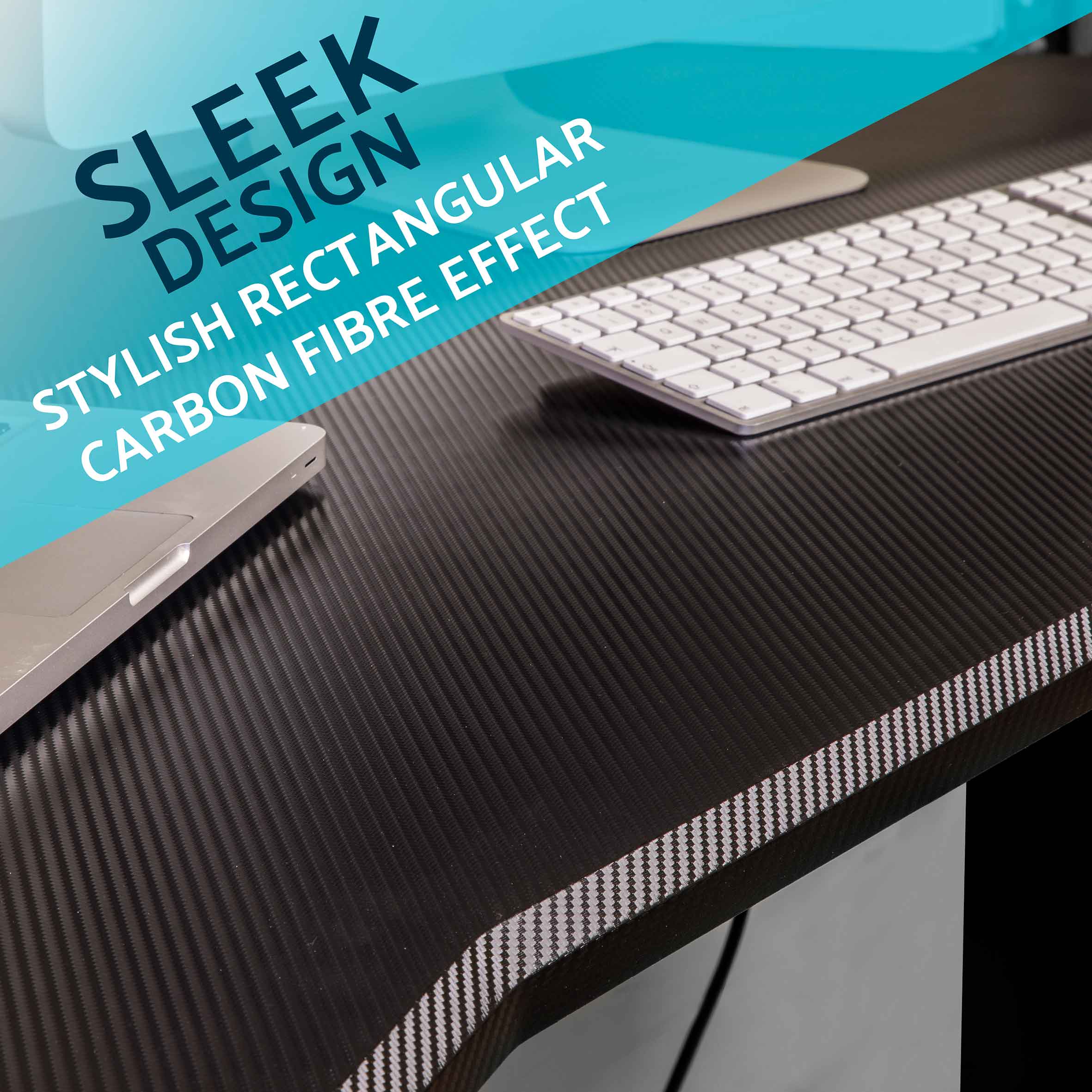 Carbon Fibre Effect Electric Height Adjustable Standing Desk, 1400 x 700mm Dual Motor 100kg - DH241