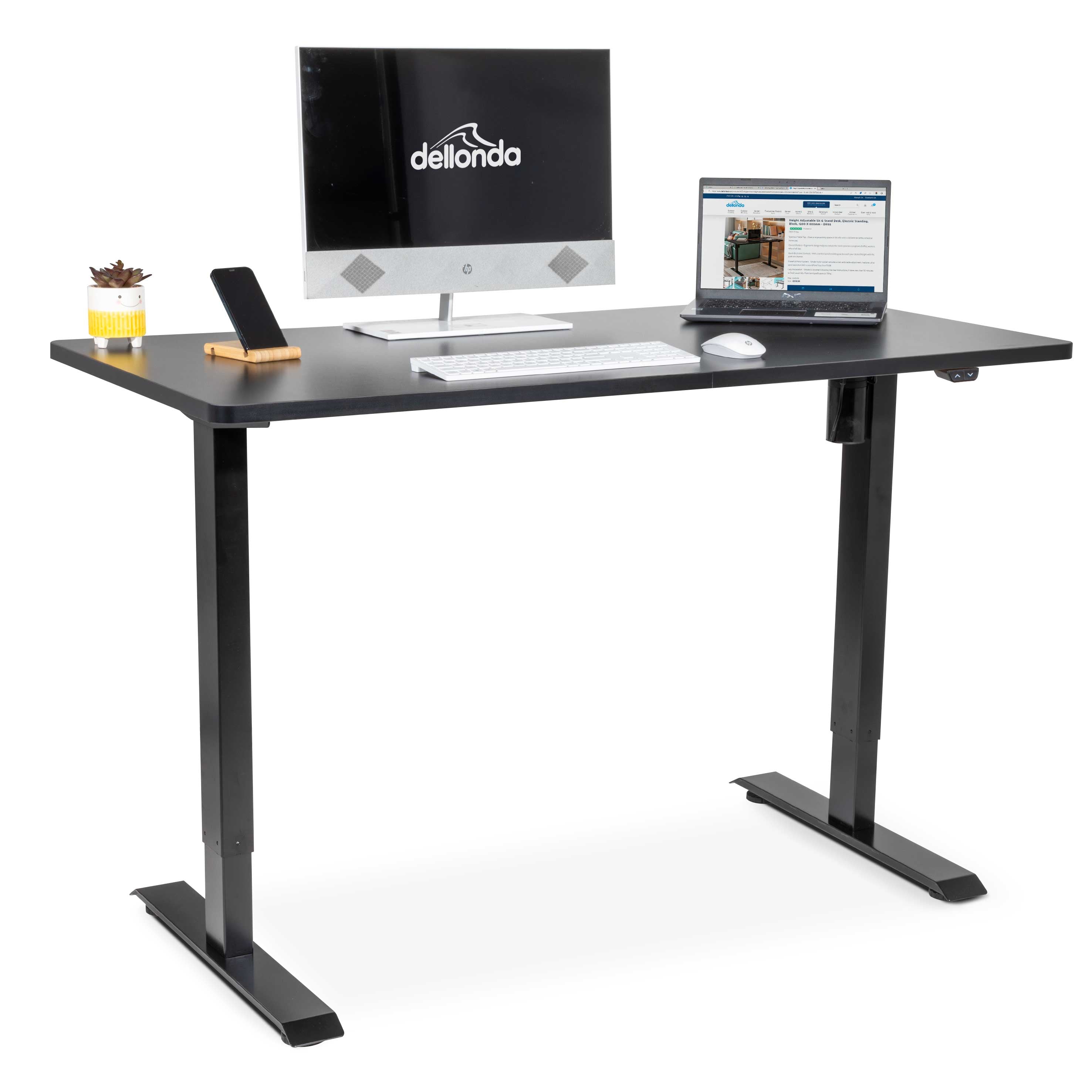 Black Electric Height Adjustable Standing Desk, Quiet, Home Office, 1400x700mm - DH38