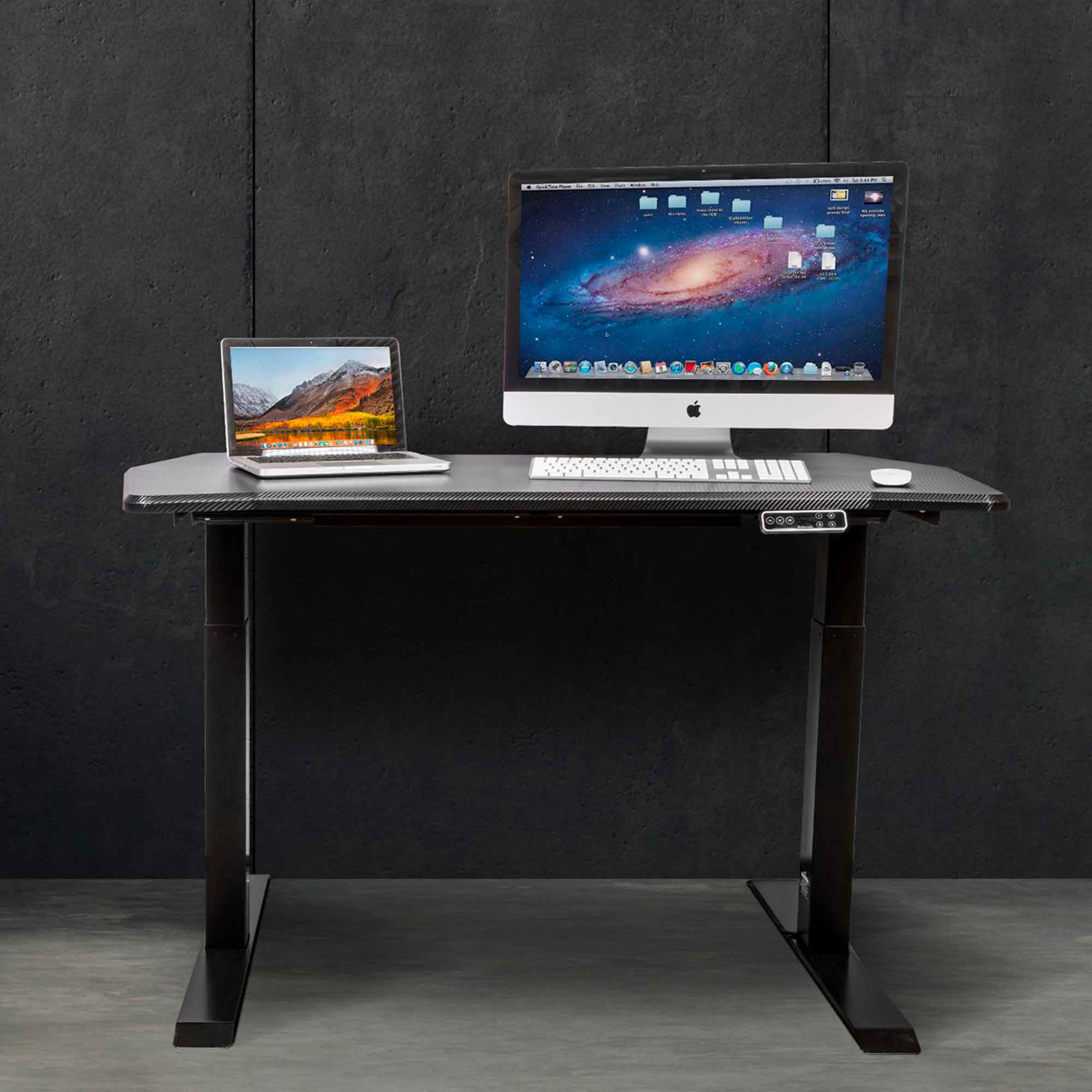 Black Electric Height Adjustable Standing Desk with Memory, Quiet, 1400x700mm - DH245