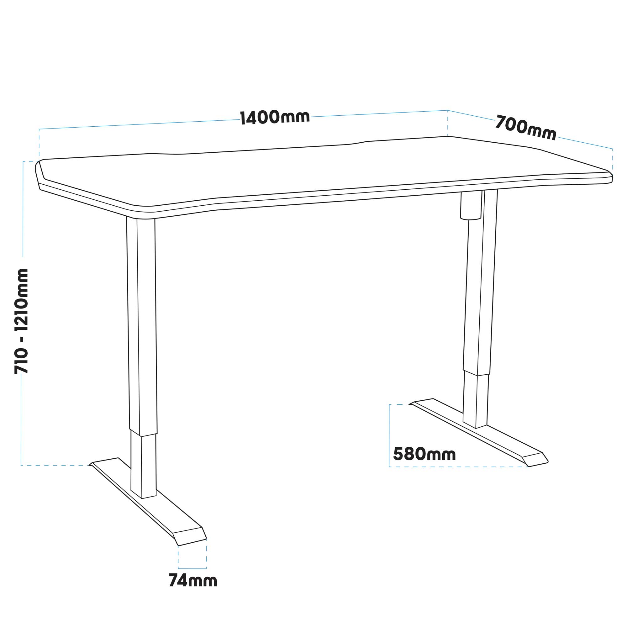 Carbon Fibre Effect Electric Height Adjustable Standing Desk with Memory, Quiet, 1400 x 700mm - DH43