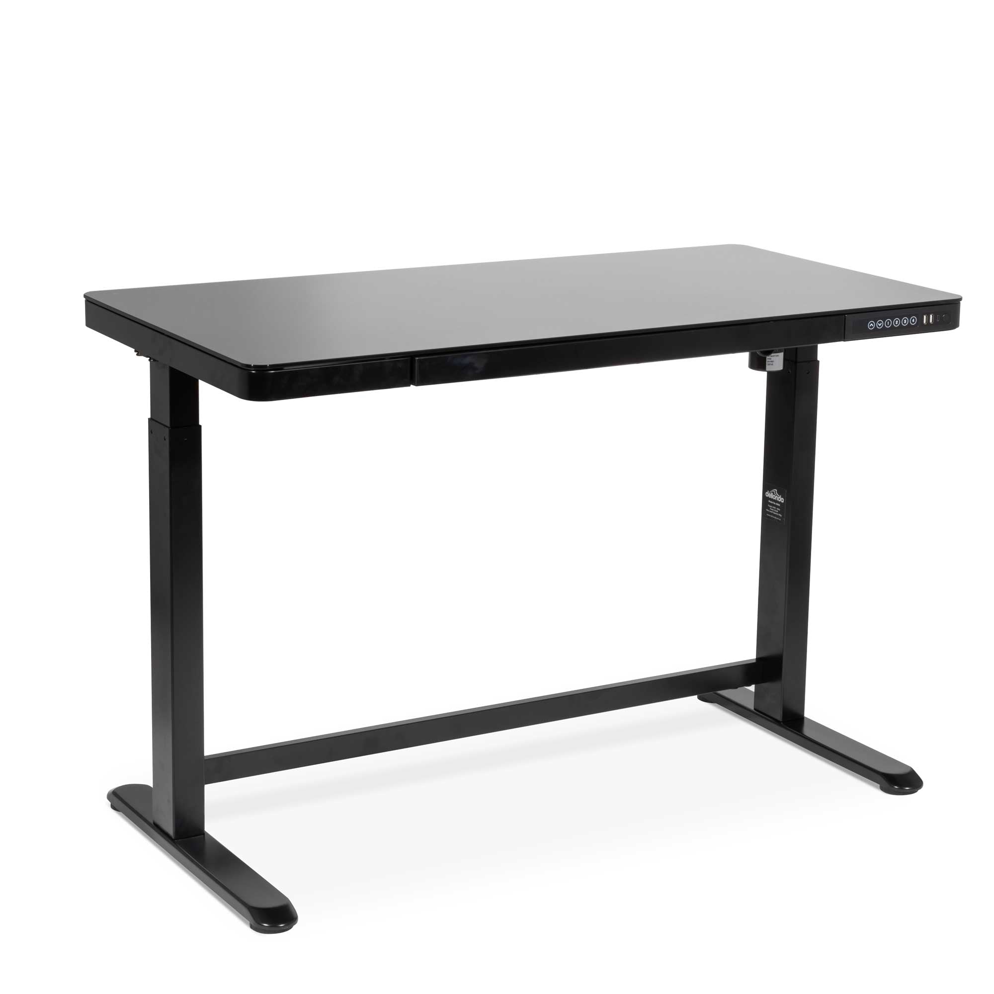 Single Motor Ultra-Quiet Electric Desk with Control Panel, USB Port & Drawer - Black desktop