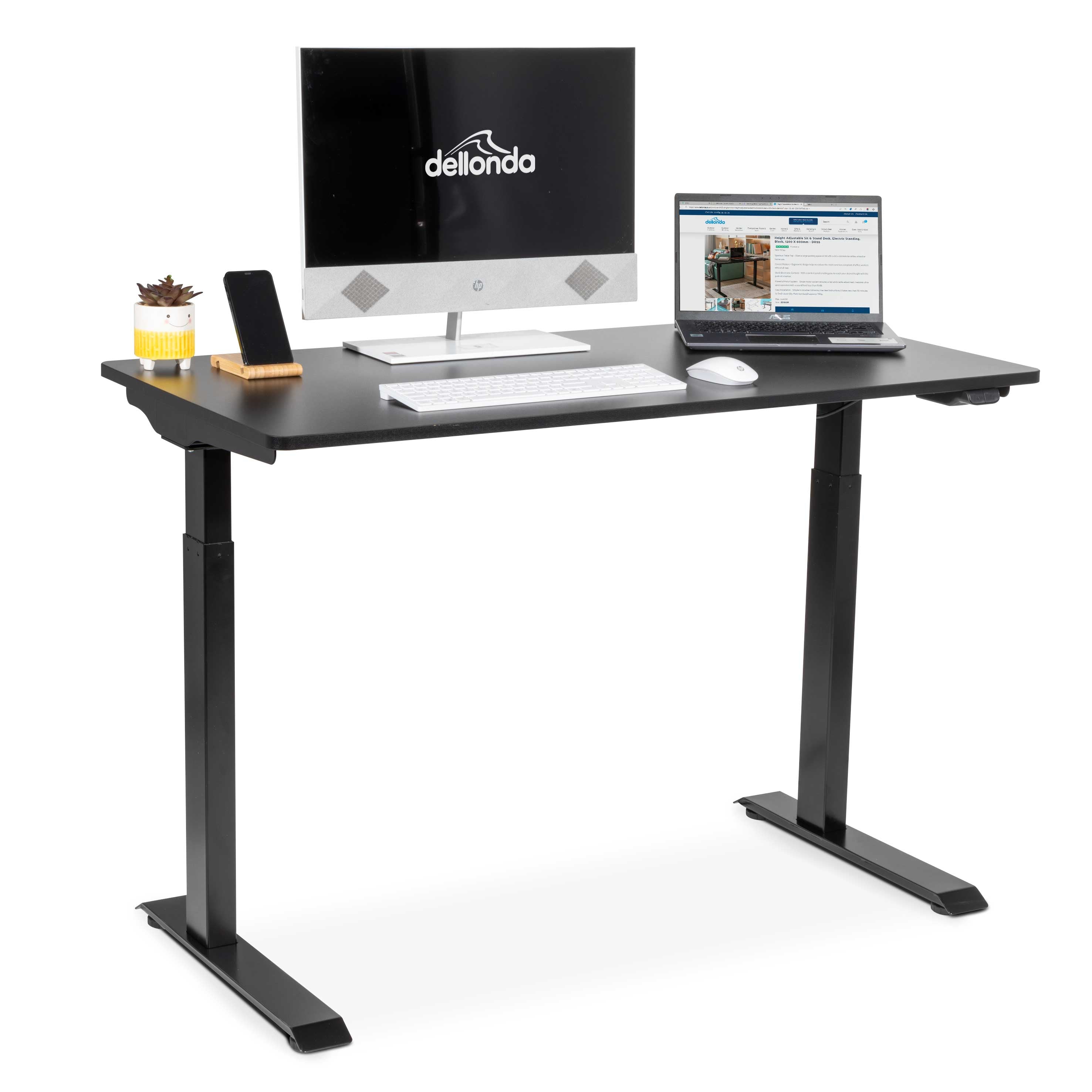 Single Motor Ultra-Quiet Adjustable-Height Electric Sit/Stand Desk - Black Desktop