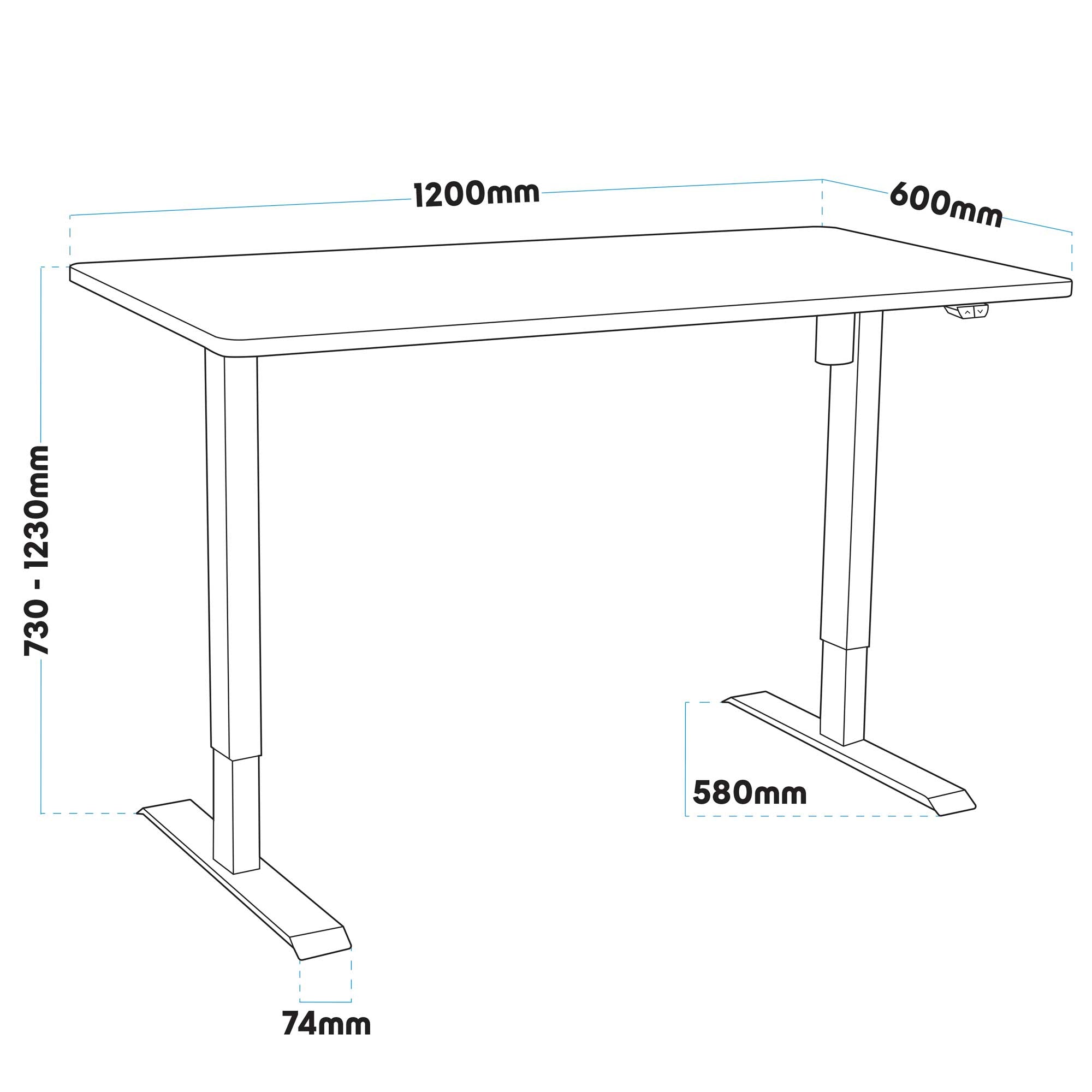 Height Adjustable Sit & Stand Desk, Electric Standing, White, 1200 x 600mm - DH56