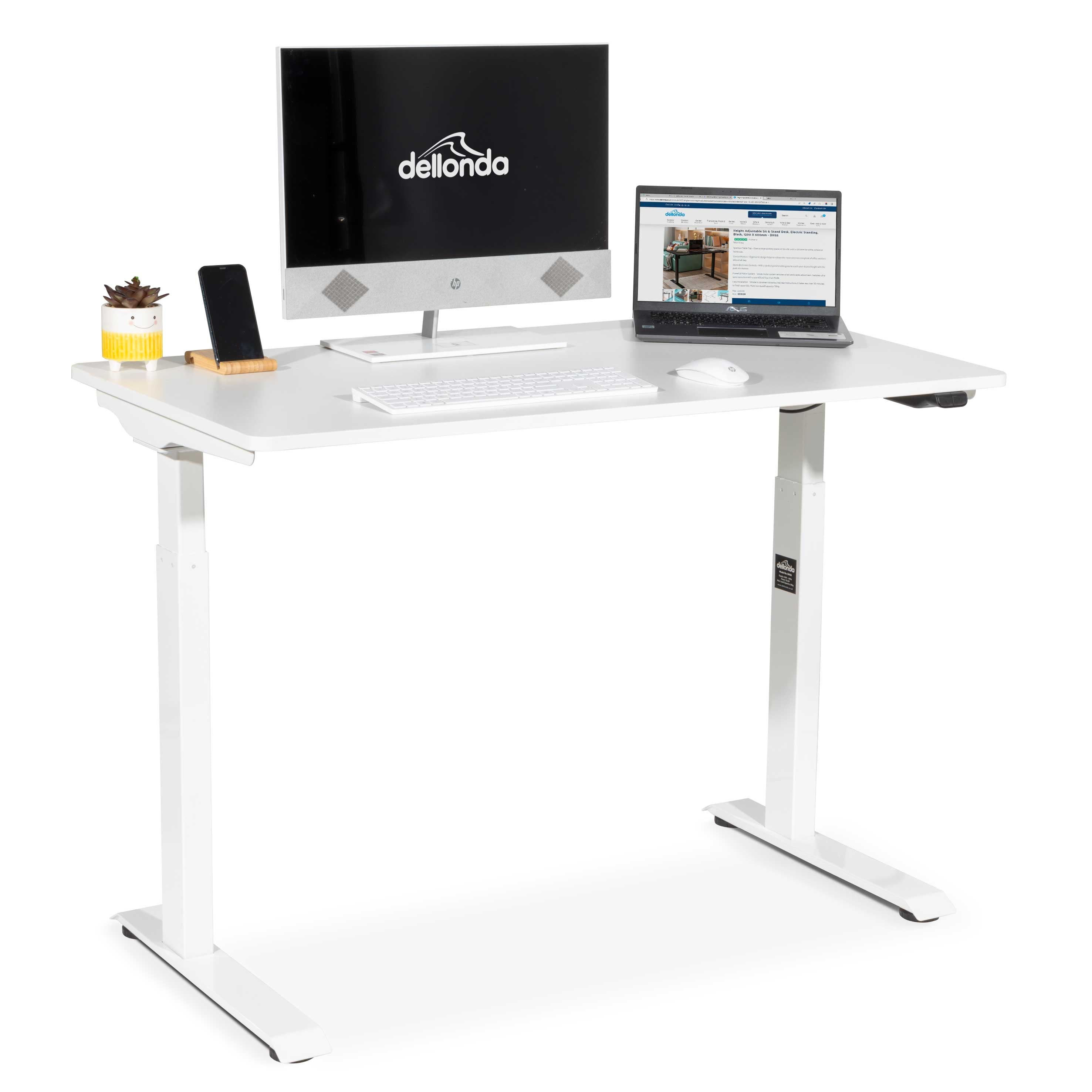 Height Adjustable Sit & Stand Desk, Electric Standing, White, 1200 x 600mm - DH56