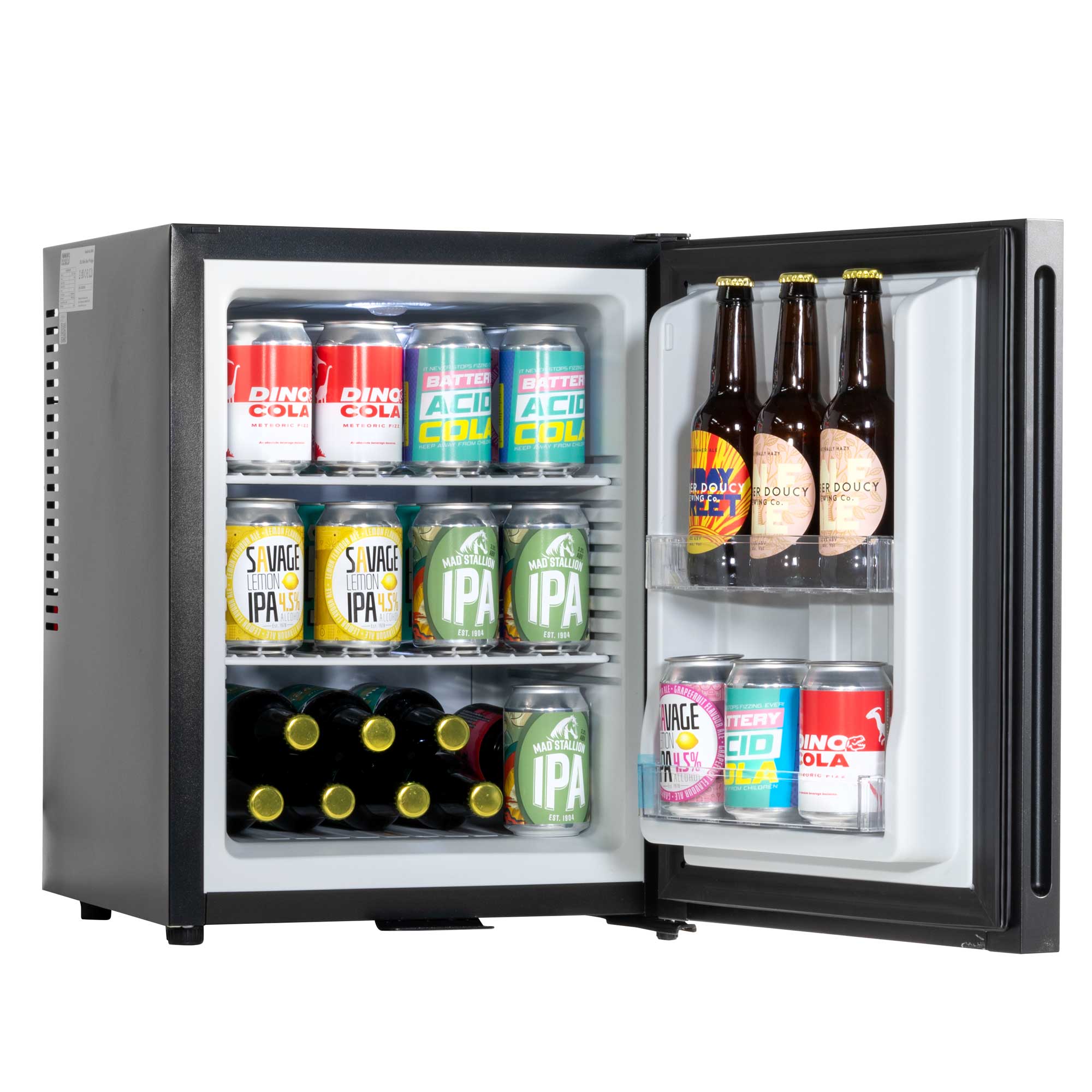 Baridi 35L Ultra Quiet Drinks & Wine Mini Cooler Fridge with LED Light, Black - DH58