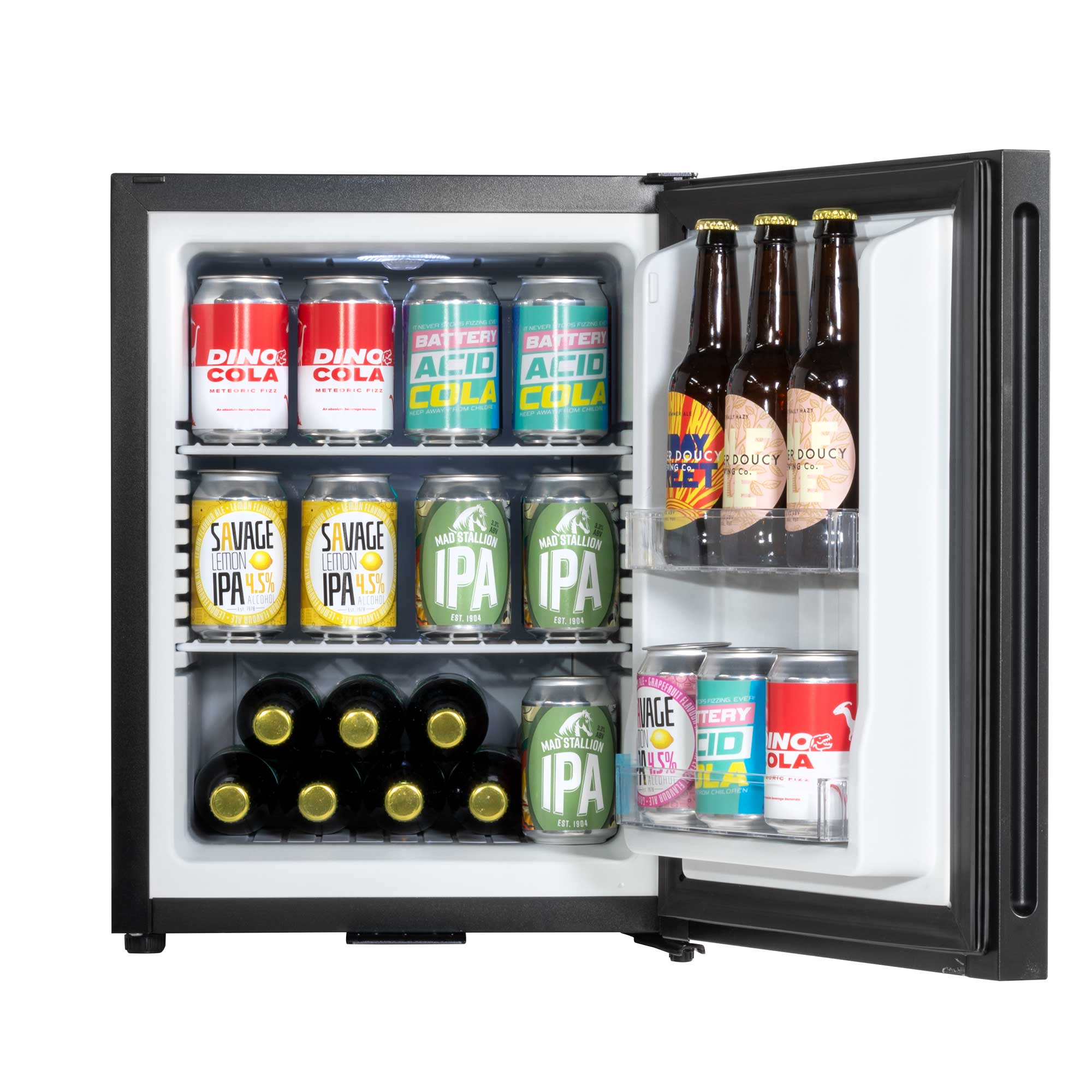 Baridi 35L Ultra Quiet Drinks & Wine Mini Cooler Fridge with LED Light, Black - DH58