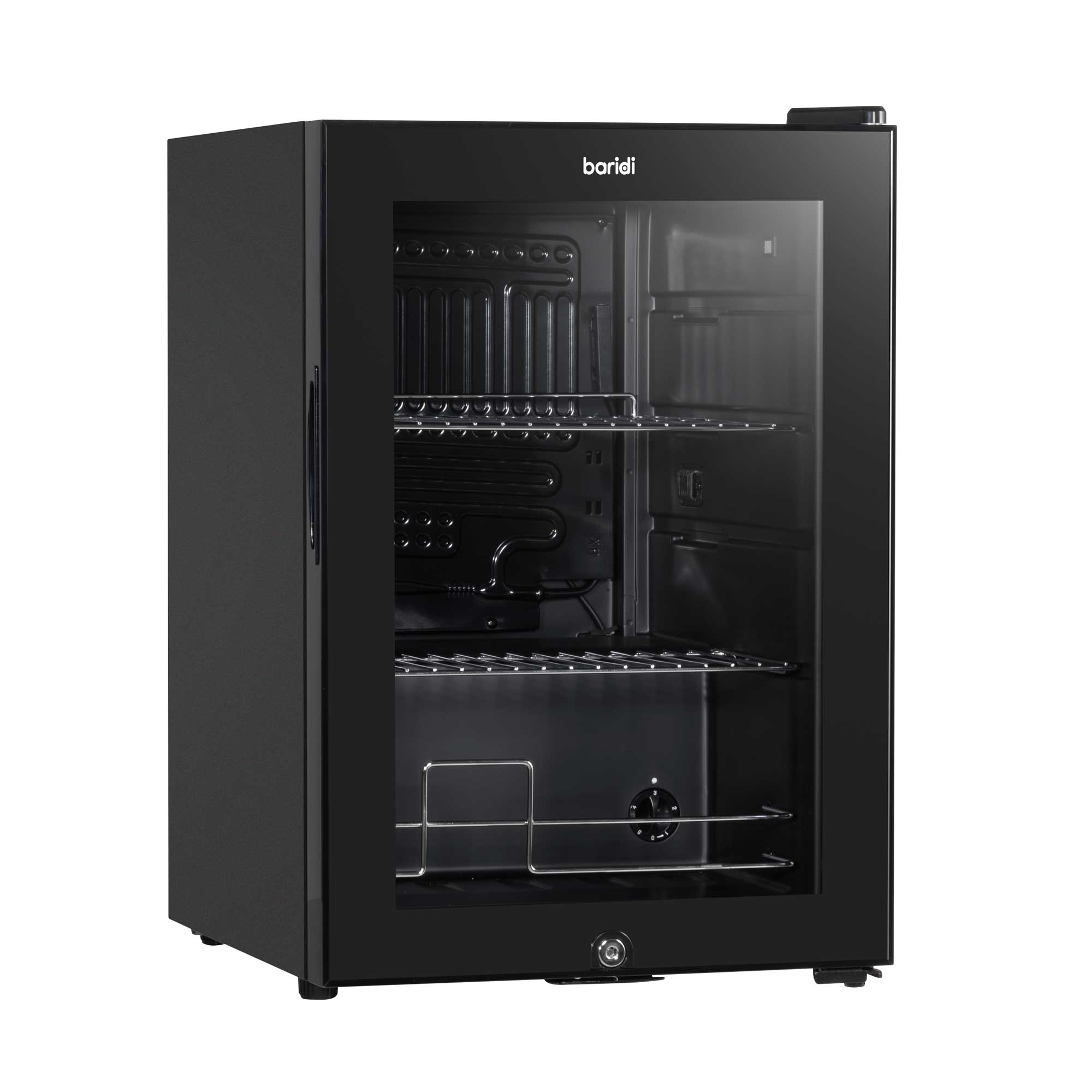 Baridi 60L Beer & Drinks Fridge with LED Light, Black and Glass Door - DH62