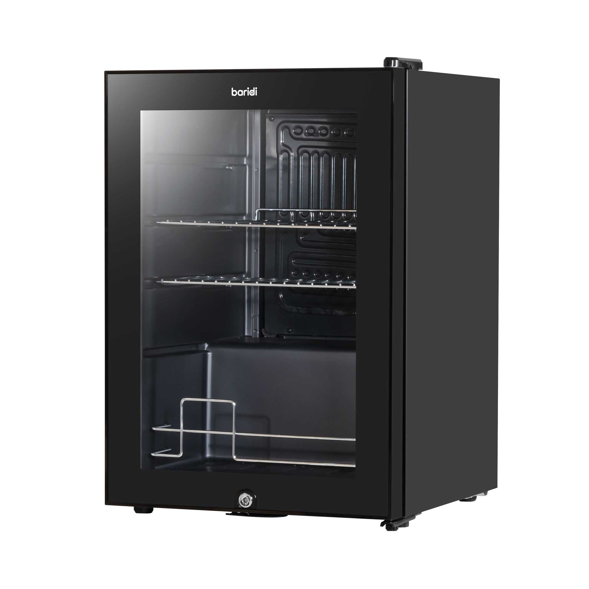 Baridi 60L Beer & Drinks Fridge with LED Light, Black and Glass Door - DH62