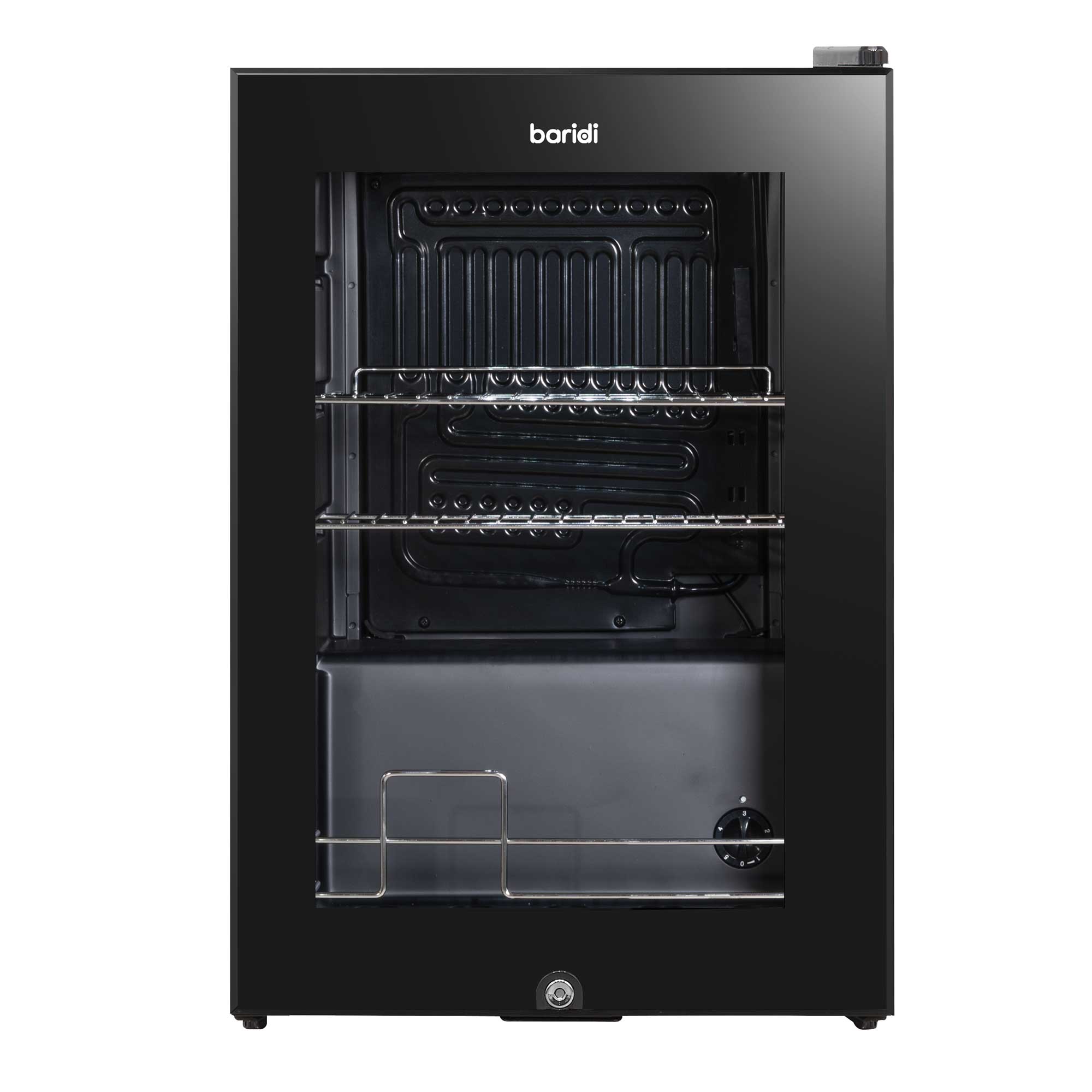 Baridi 60L Beer & Drinks Fridge with LED Light, Black and Glass Door - DH62