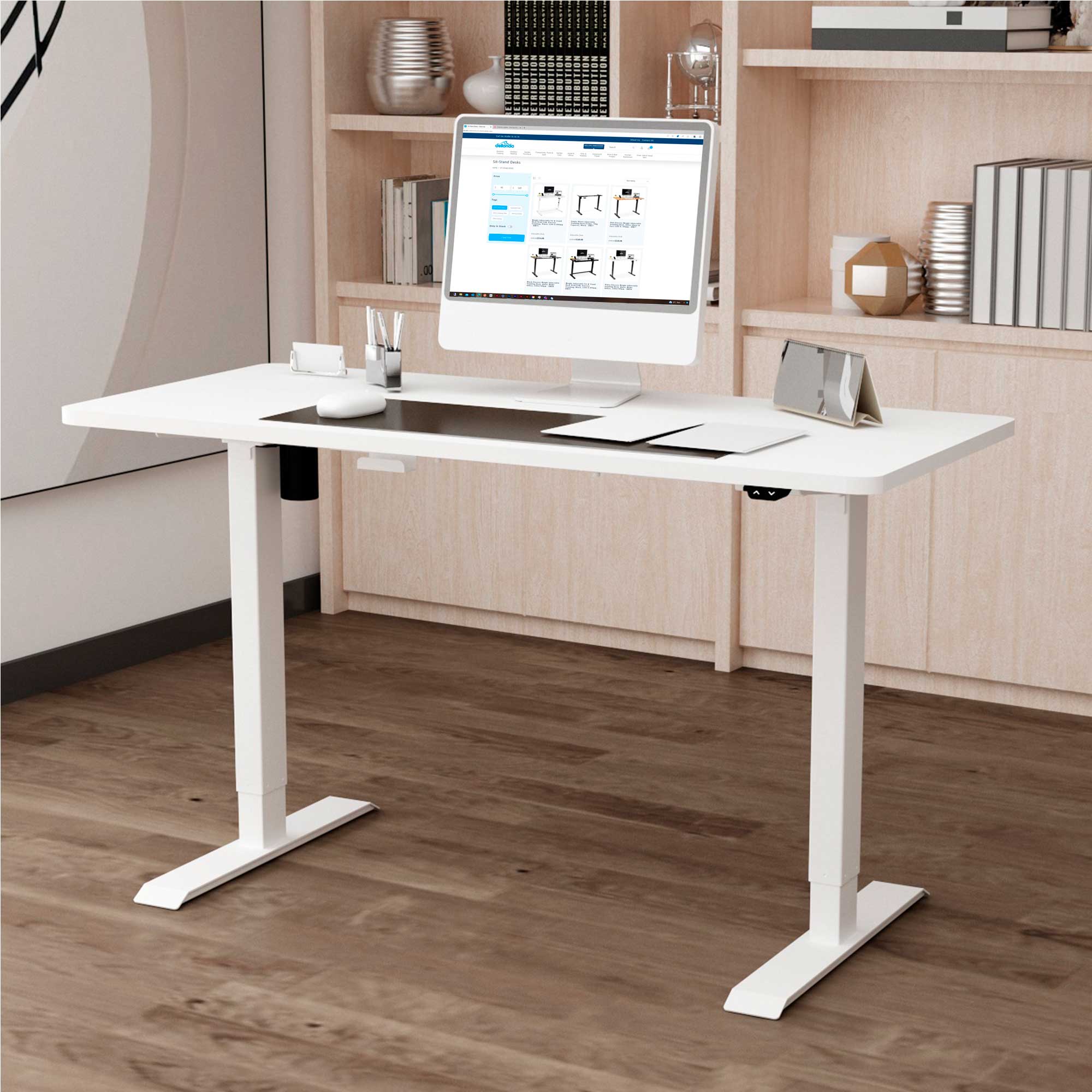 Single Motor Height-Adjustable Electric Sit & Stand Desk with White Desktop - DH67