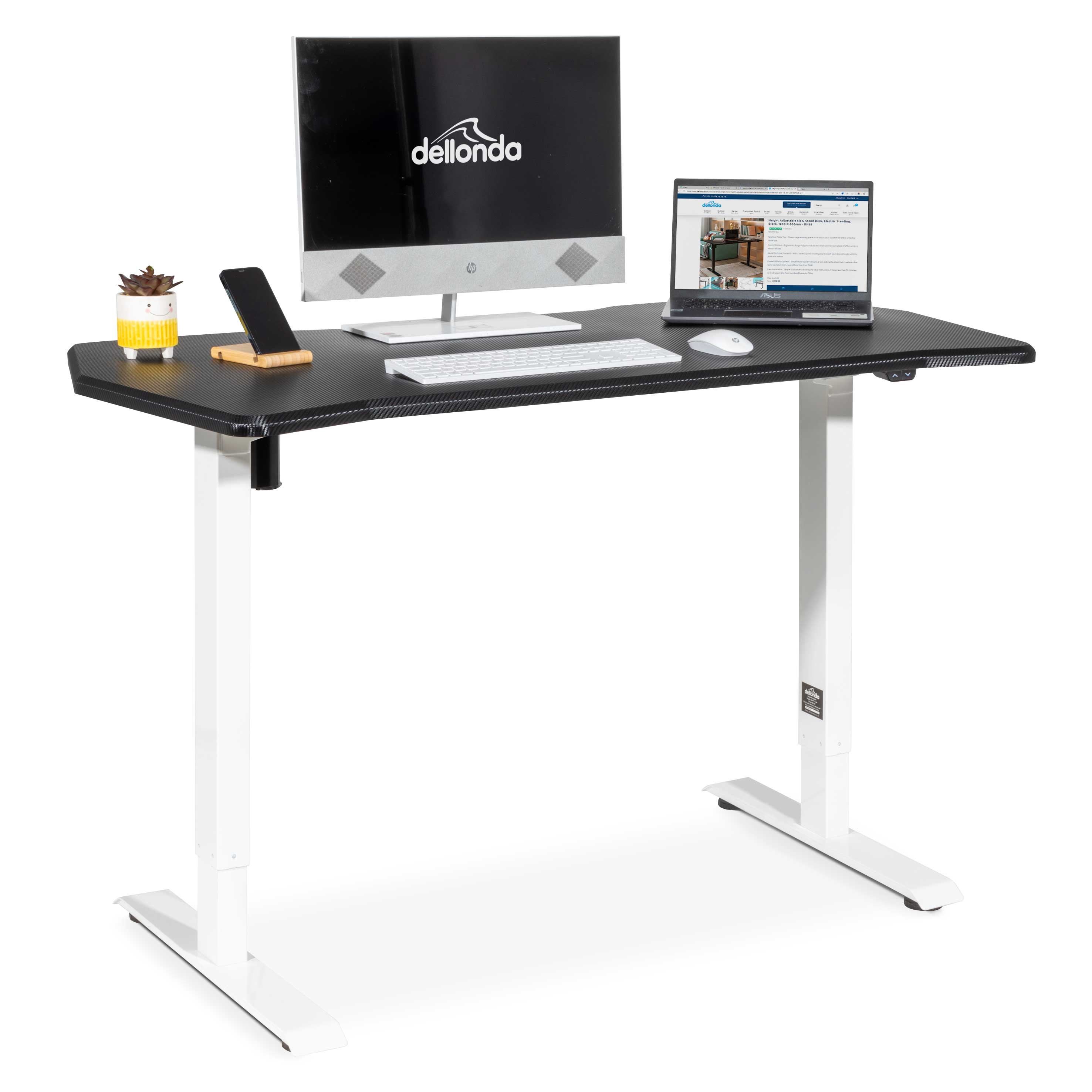 Single Motor Height-Adjustable Electric Sit & Stand Gaming Desk with Carbon Fibre Desktop - DH70