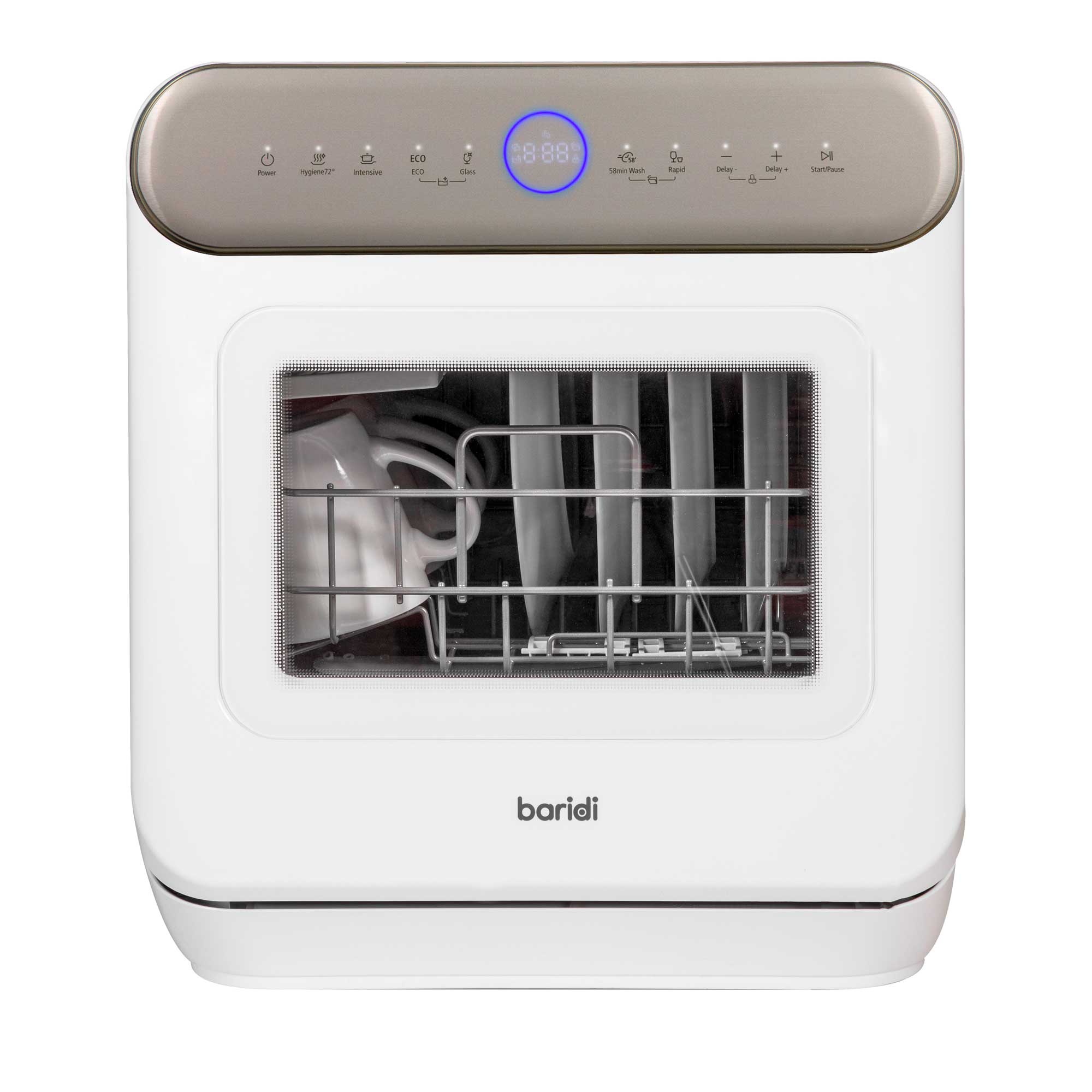 Baridi Mini Portable Tabletop 6L Dishwasher with 3 Place Settings, 7 Wash Functions - DH72