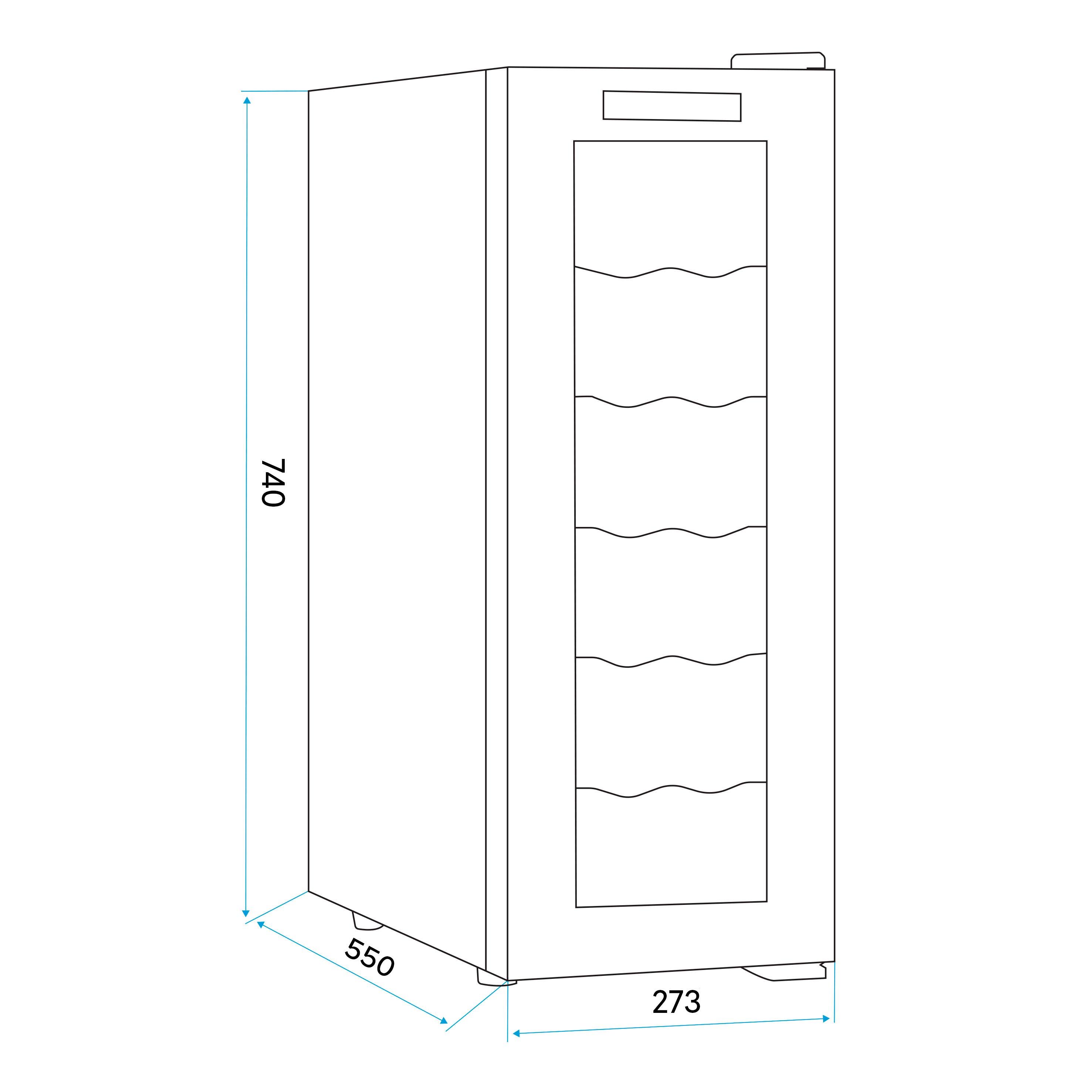 Baridi 12 Bottle Wine Fridge Cooler, Super Quiet 25dB, Touch Control, LED - Black - DH73