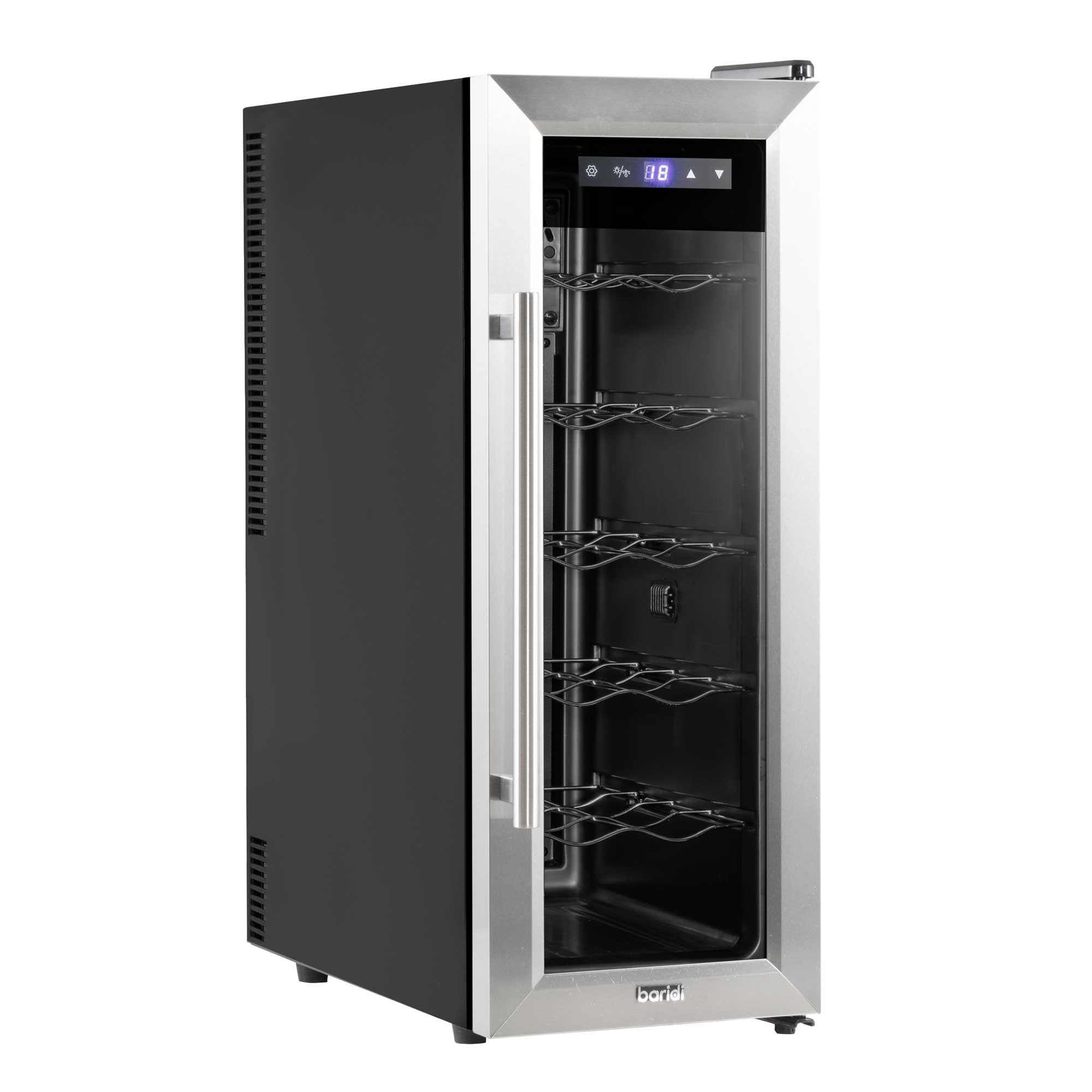 Baridi 12 Bottle Wine Cooler with Digital Touch Screen Controls & LED Light, Stainless Steel - DH74