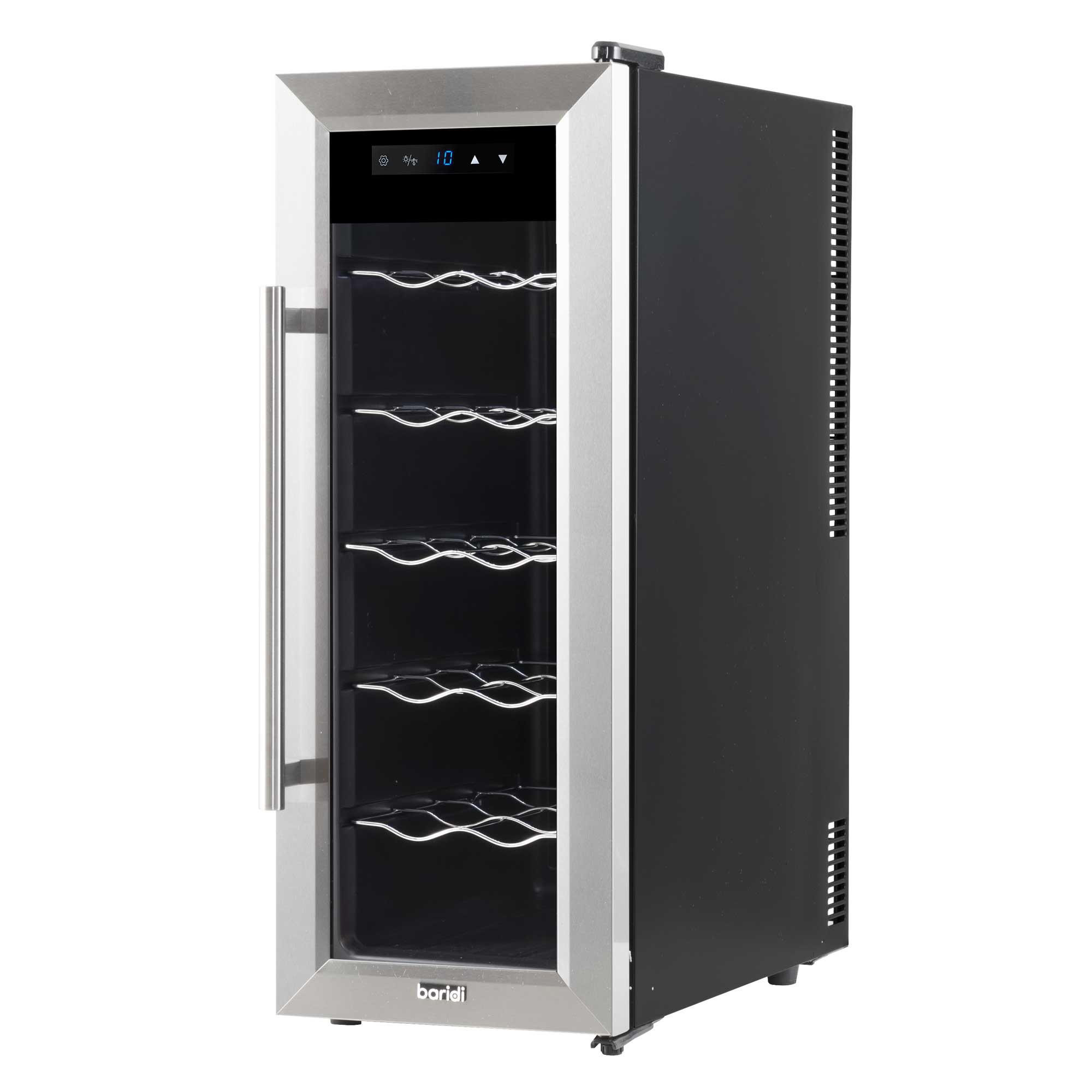 Baridi 12 Bottle Wine Cooler with Digital Touch Screen Controls & LED Light, Stainless Steel - DH74