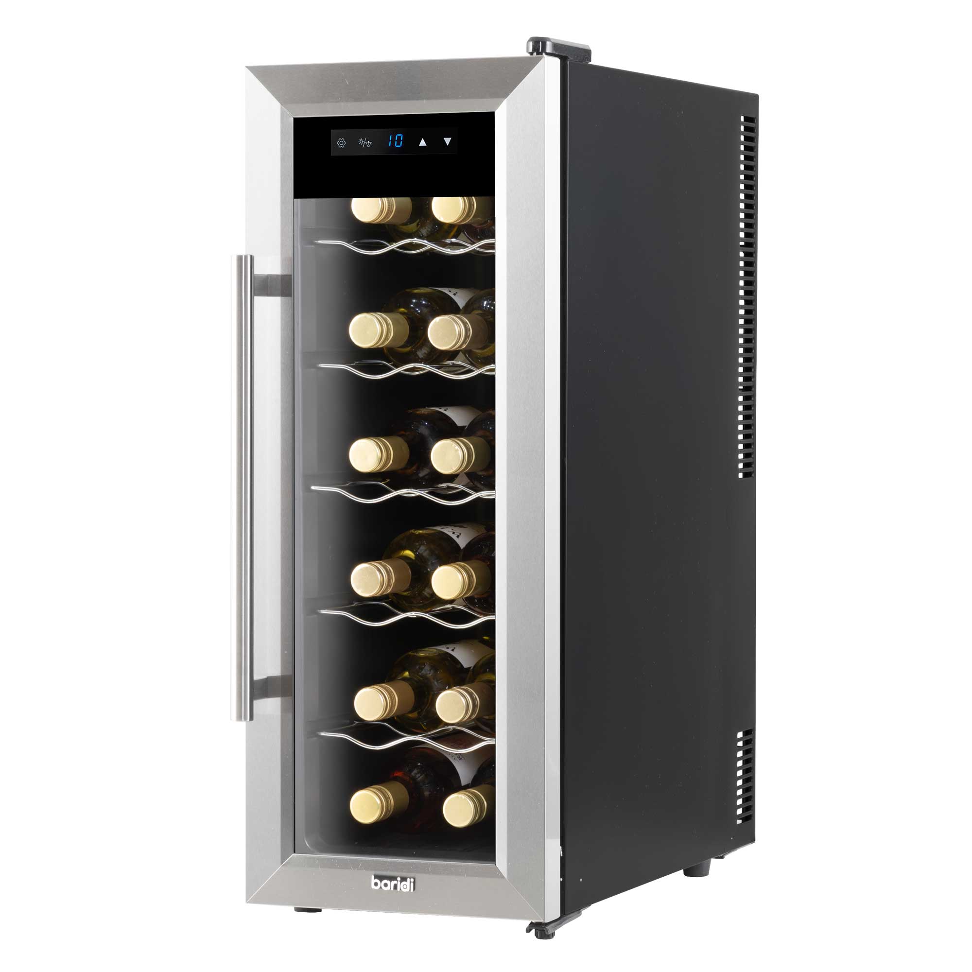 Baridi 12 Bottle Wine Cooler with Digital Touch Screen Controls & LED Light, Stainless Steel - DH74