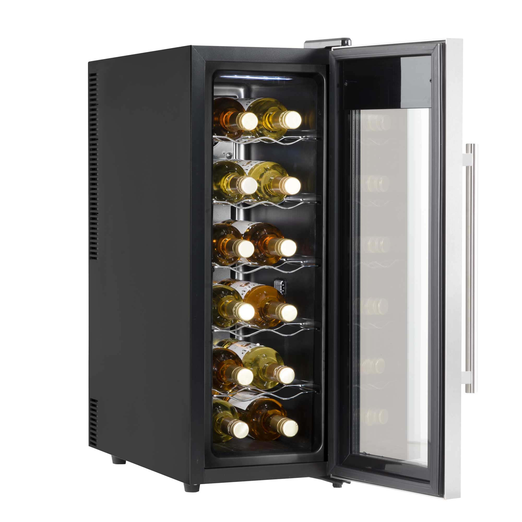 Baridi 12 Bottle Wine Cooler with Digital Touch Screen Controls & LED Light, Stainless Steel - DH74