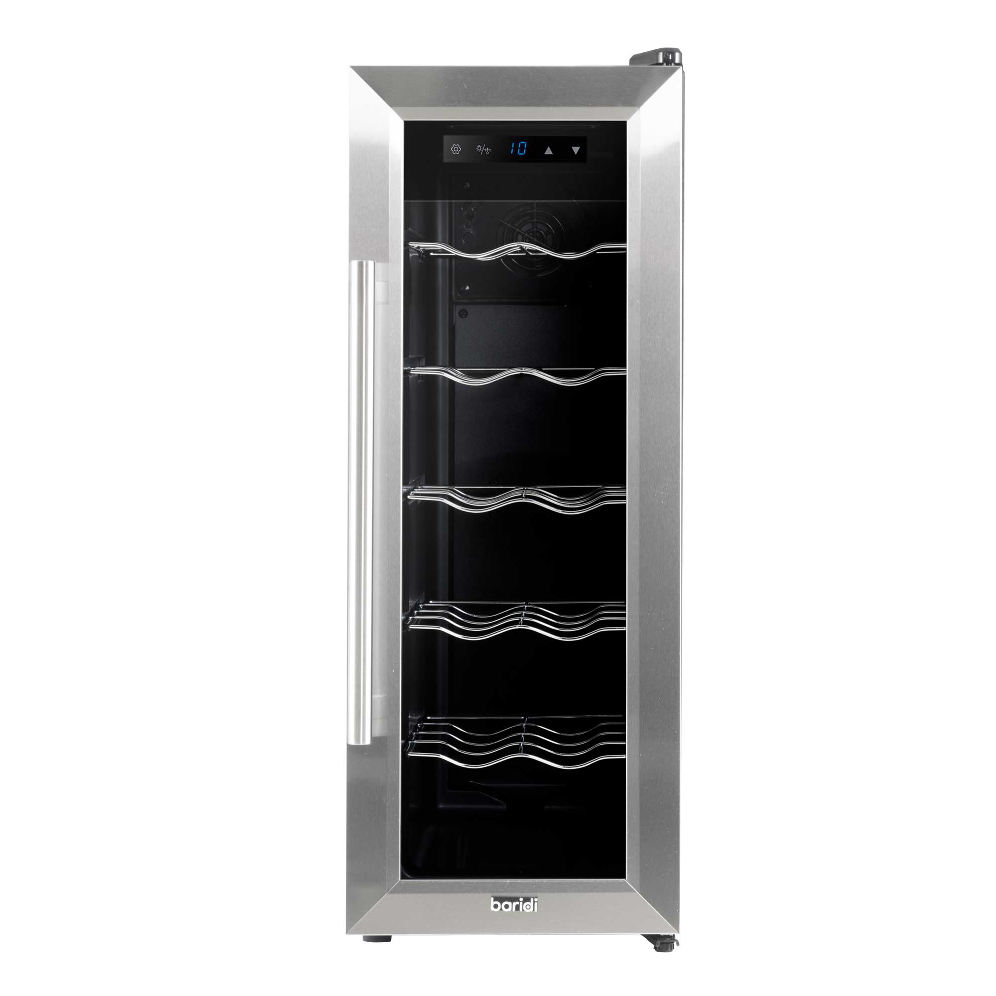 Baridi 12 Bottle Wine Cooler with Digital Touch Screen Controls & LED Light, Stainless Steel - DH74