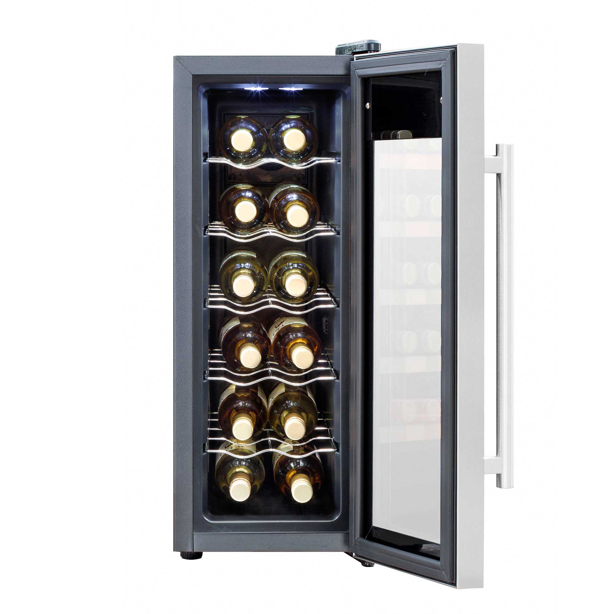 Baridi 12 Bottle Wine Cooler with Digital Touch Screen Controls & LED Light, Stainless Steel - DH74