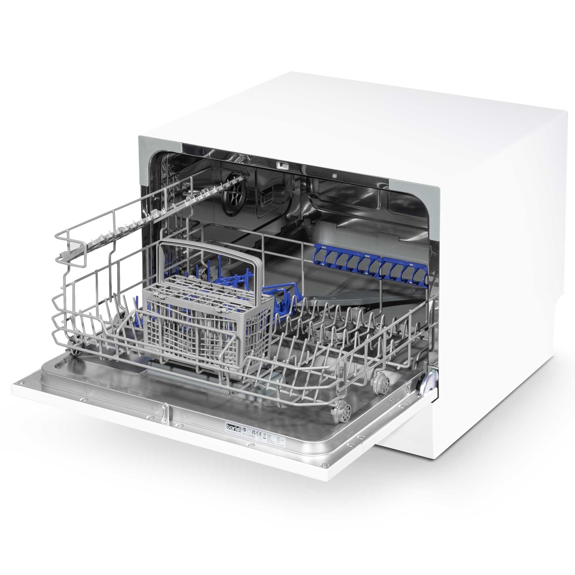 Baridi Compact Tabletop Dishwasher 6 Place Settings, 6 Programmes, Low Noise, 6.5L - White - DH83