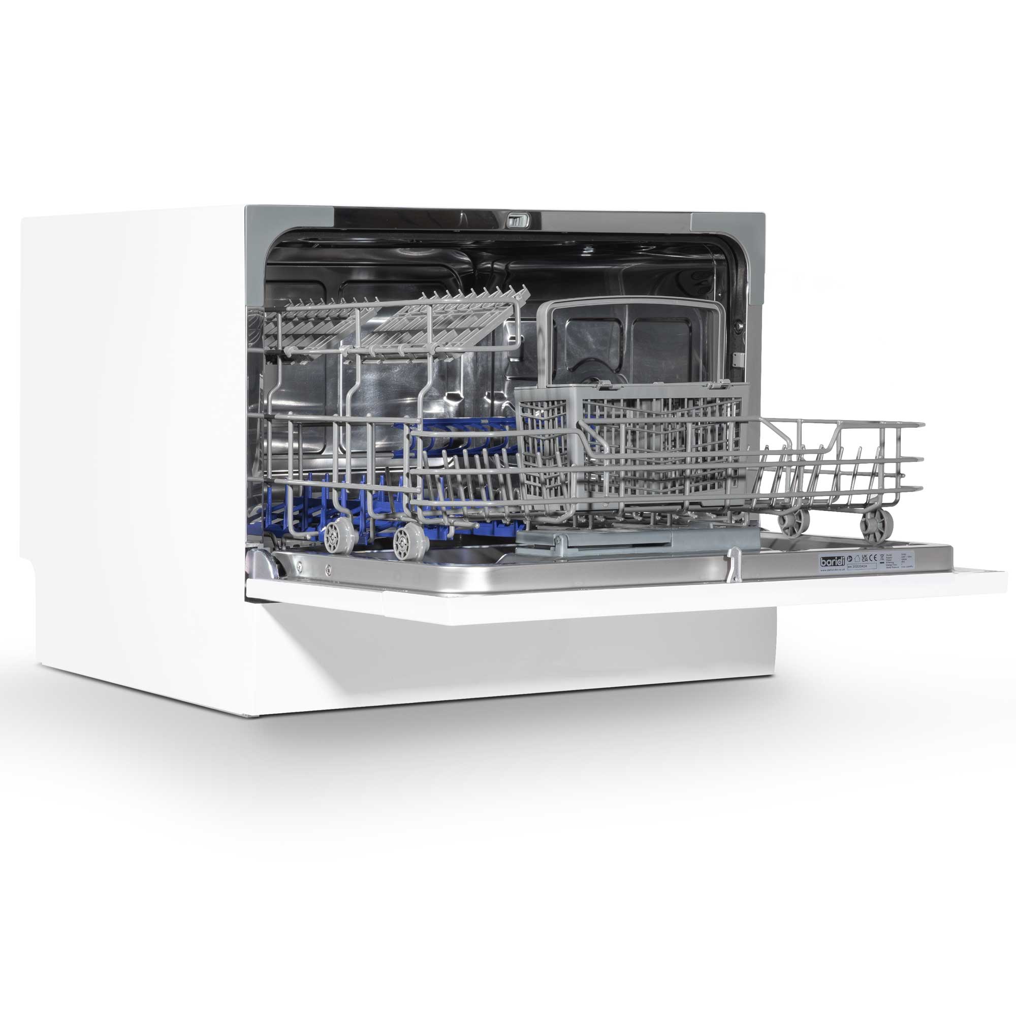 Baridi Compact Tabletop Dishwasher 6 Place Settings, 6 Programmes, Low Noise, 6.5L - White - DH83