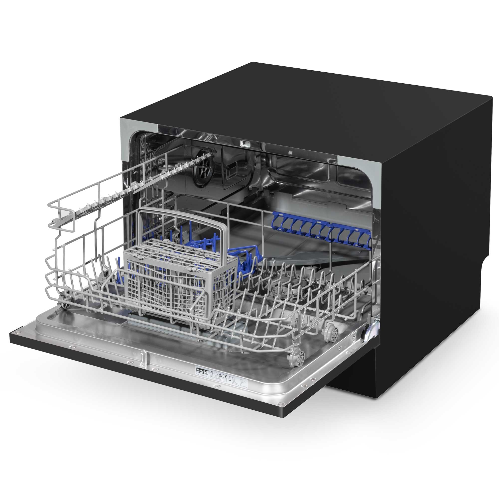 Baridi Compact Tabletop Dishwasher 6 Place Settings, 6 Programmes, Low Noise, 6.5L - Black - DH85