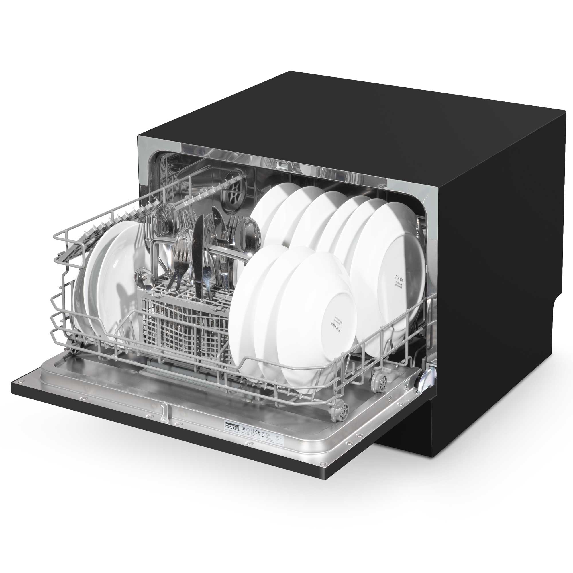 Baridi Compact Tabletop Dishwasher 6 Place Settings, 6 Programmes, Low Noise, 6.5L - Black - DH85