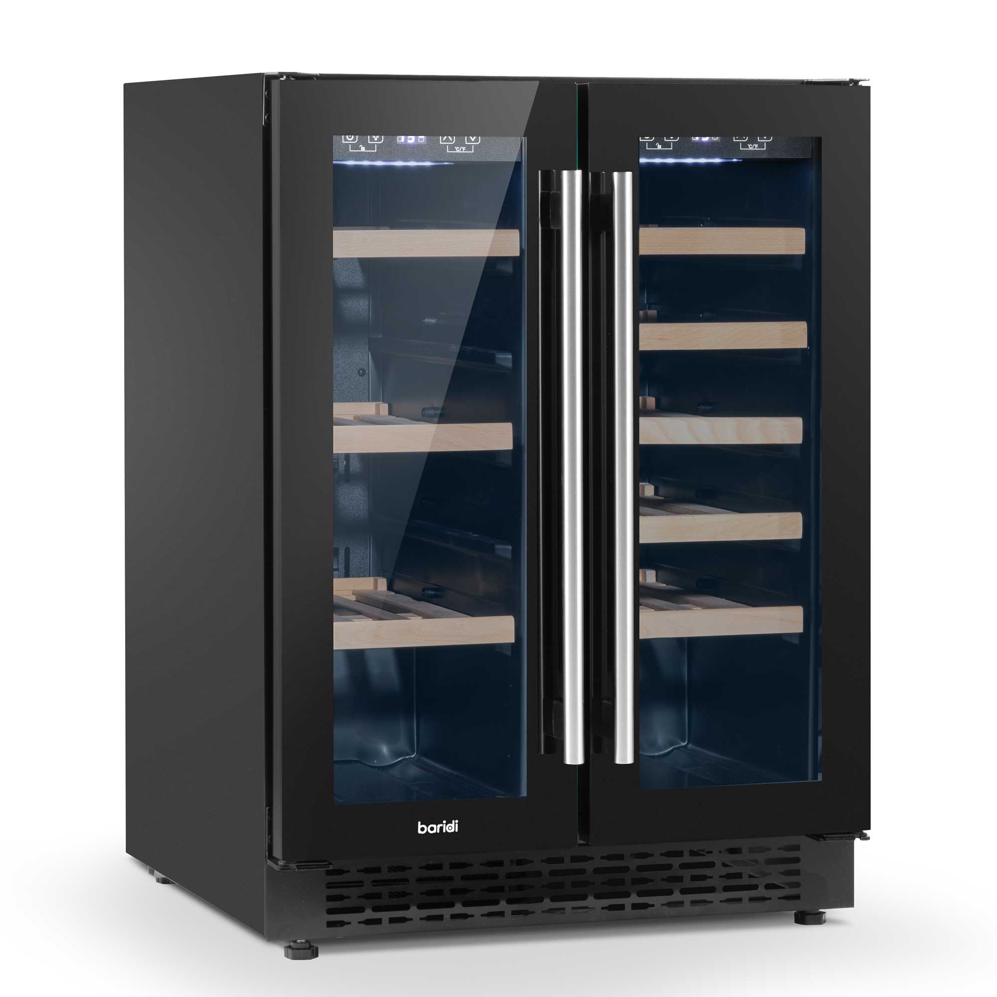 Baridi Dual Zone Wine Cooler and Drinks Fridge, 40 Bottle/120 Can, Under Counter/Freestanding - DH96