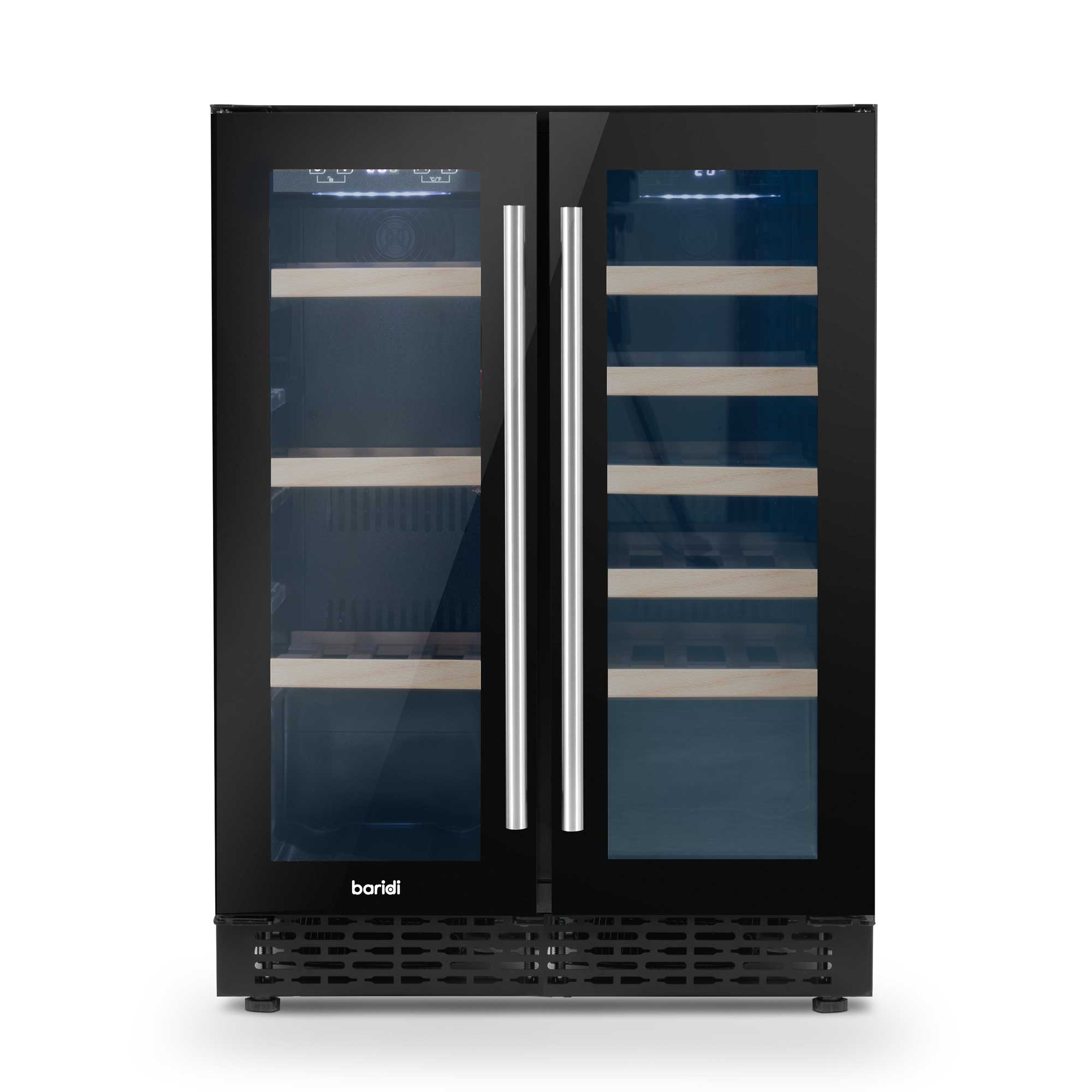 Baridi Dual Zone Wine Cooler and Drinks Fridge 40 Bottle/120 Can Under Counter/Freestanding - DH96