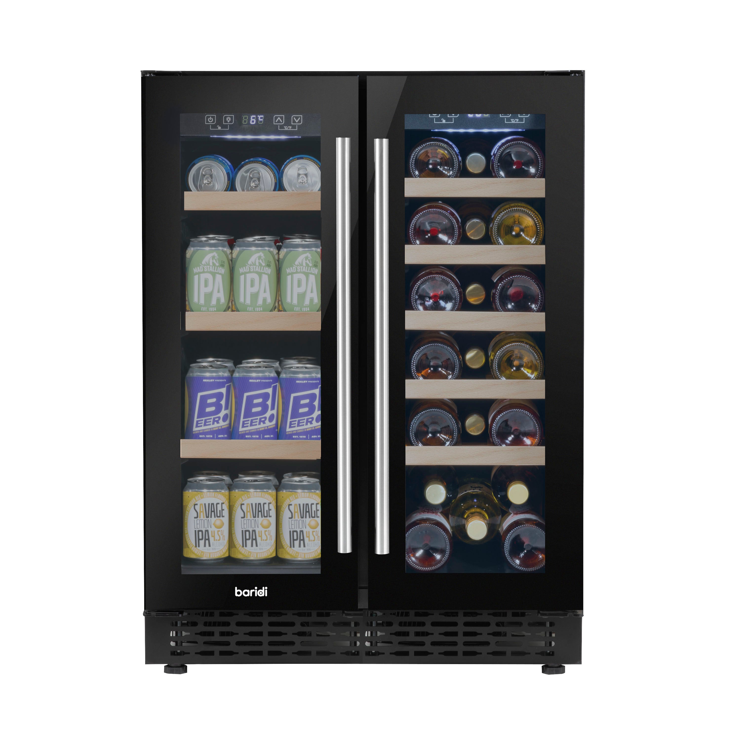 Baridi Dual Zone Wine Cooler and Drinks Fridge 40 Bottle/120 Can Under Counter/Freestanding - DH96