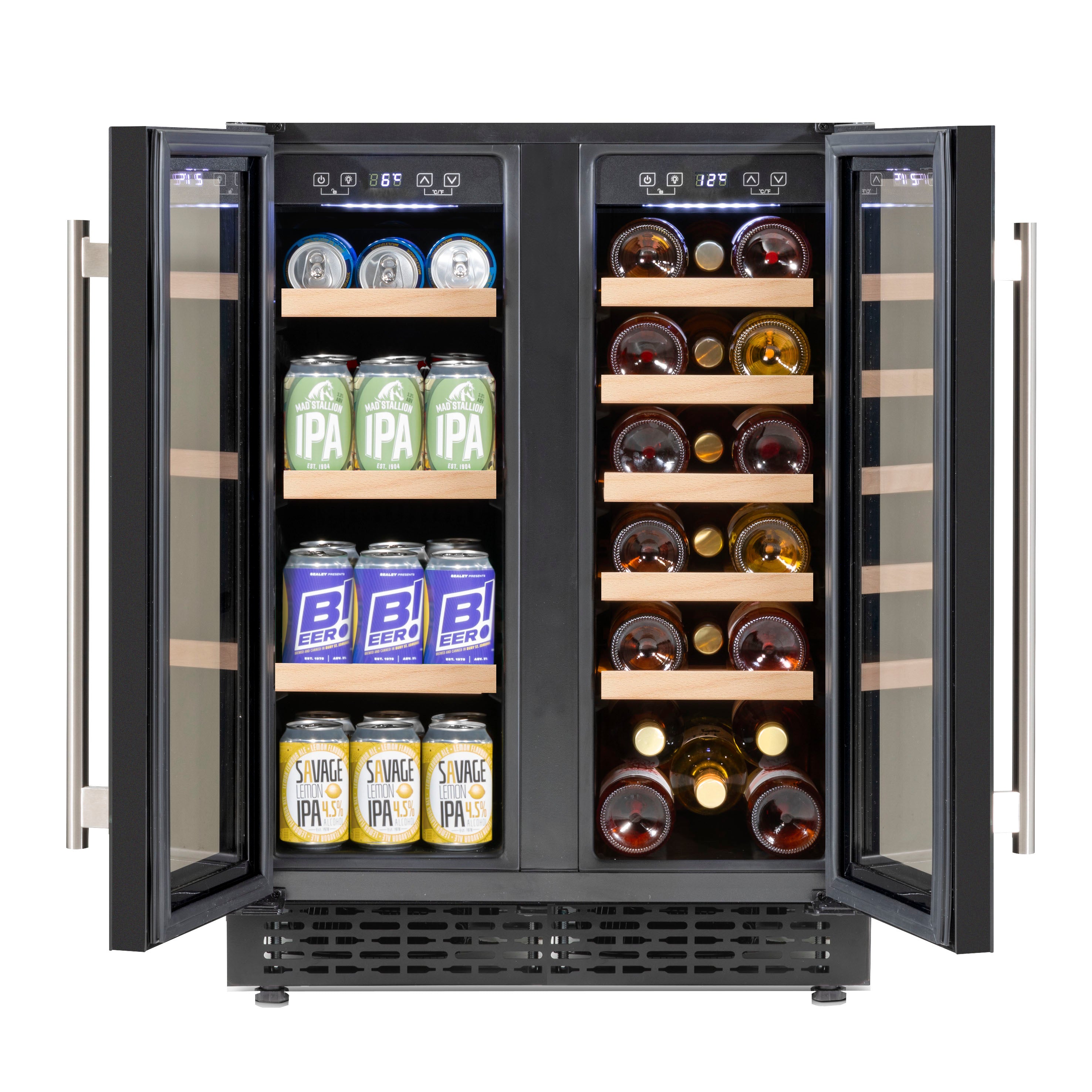 Baridi Dual Zone Wine Cooler and Drinks Fridge, 40 Bottle/120 Can, Under Counter/Freestanding - DH96