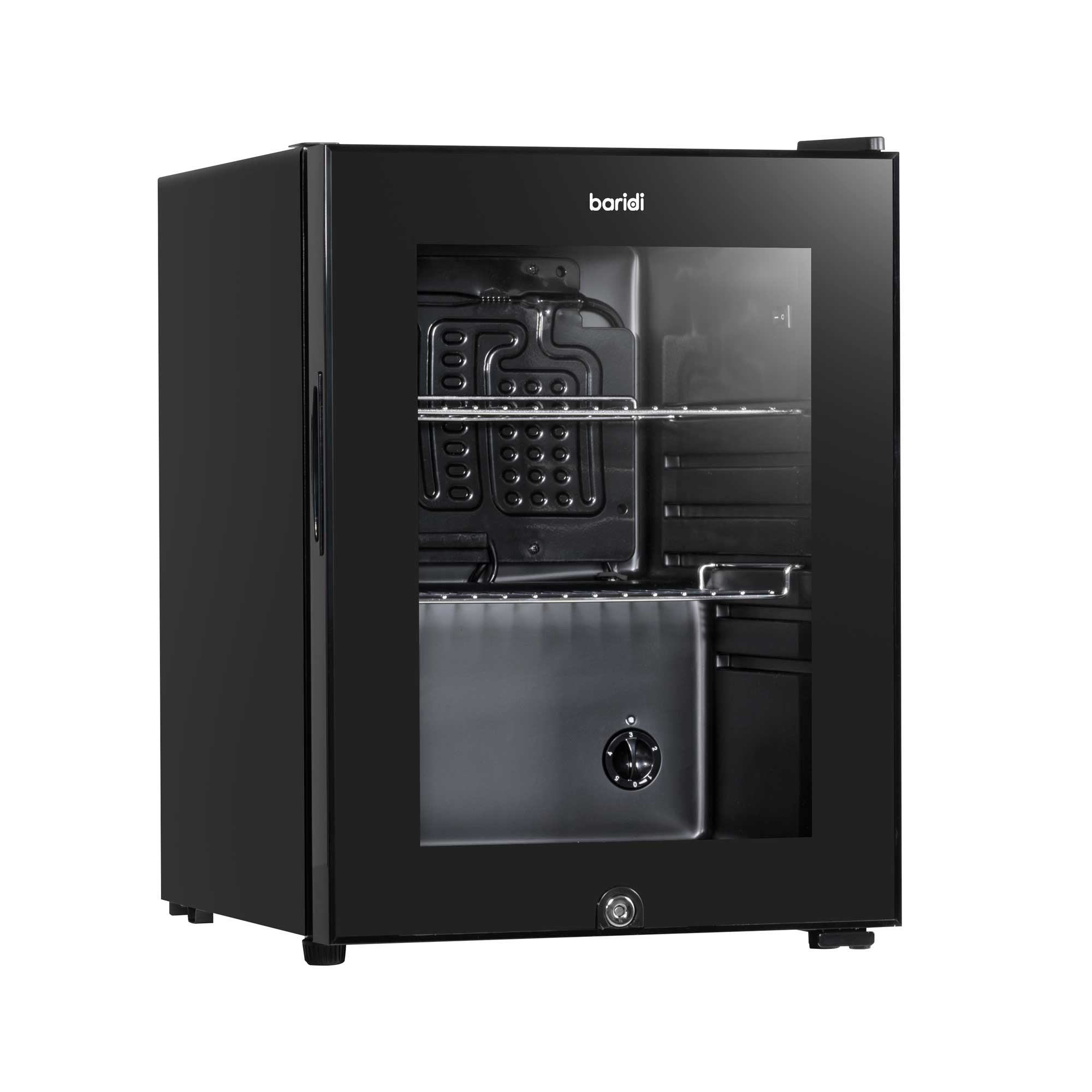 Baridi 40L Drinks Mini Fridge with LED Light, Black and Glass Door - DH98