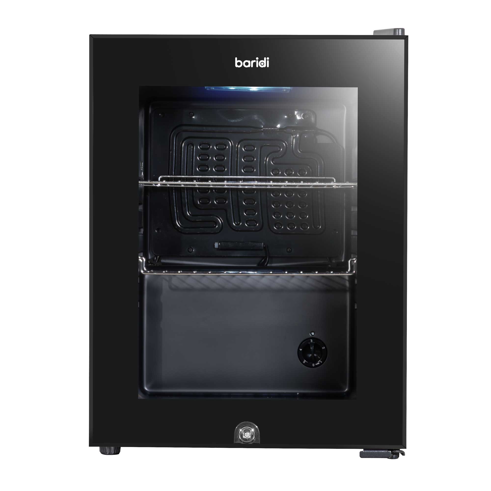 Baridi 40L Drinks Mini Fridge with LED Light, Black and Glass Door - DH98