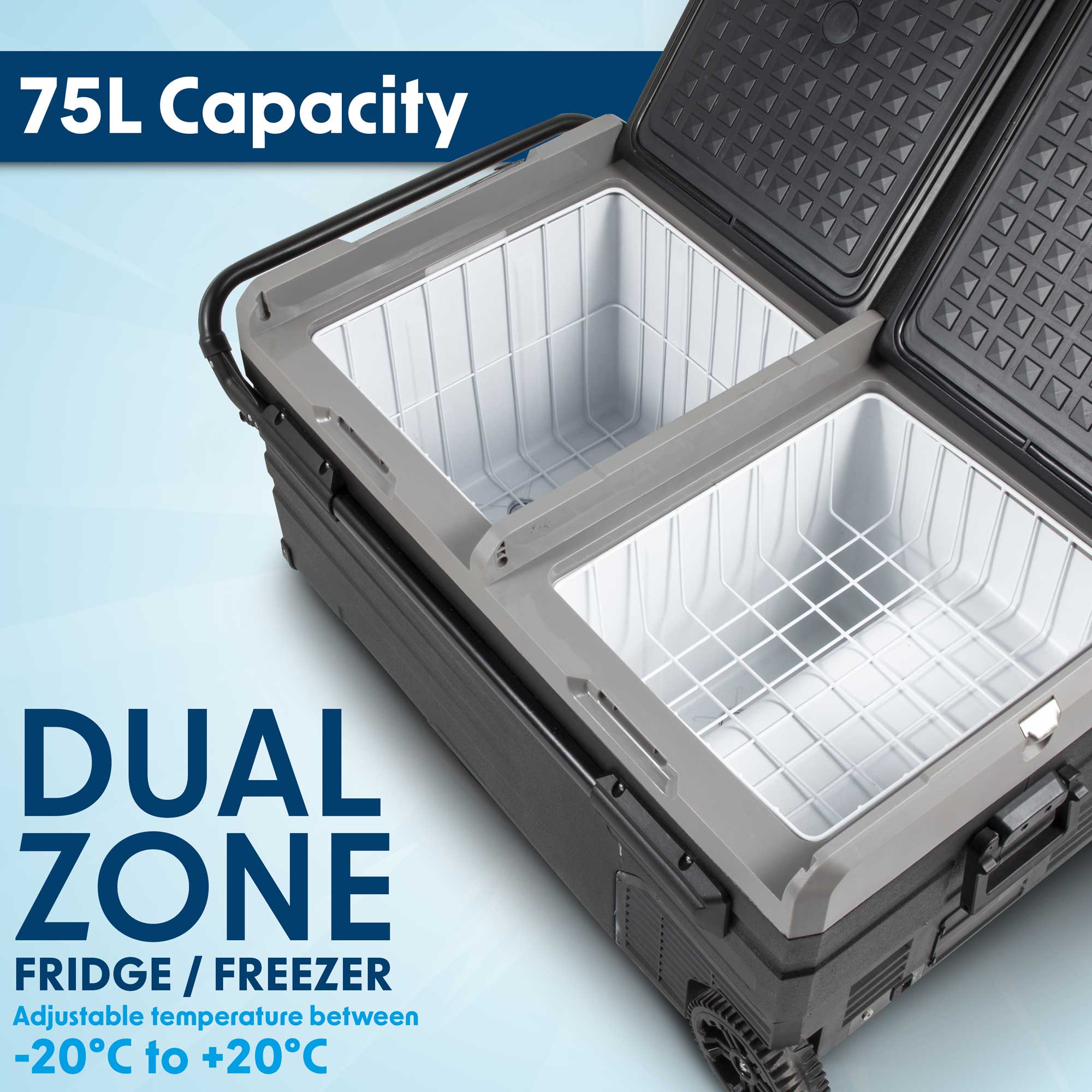 95L Portable Car Fridge, Freezer, 12/24/230V Dual Zone Compressor - DL135