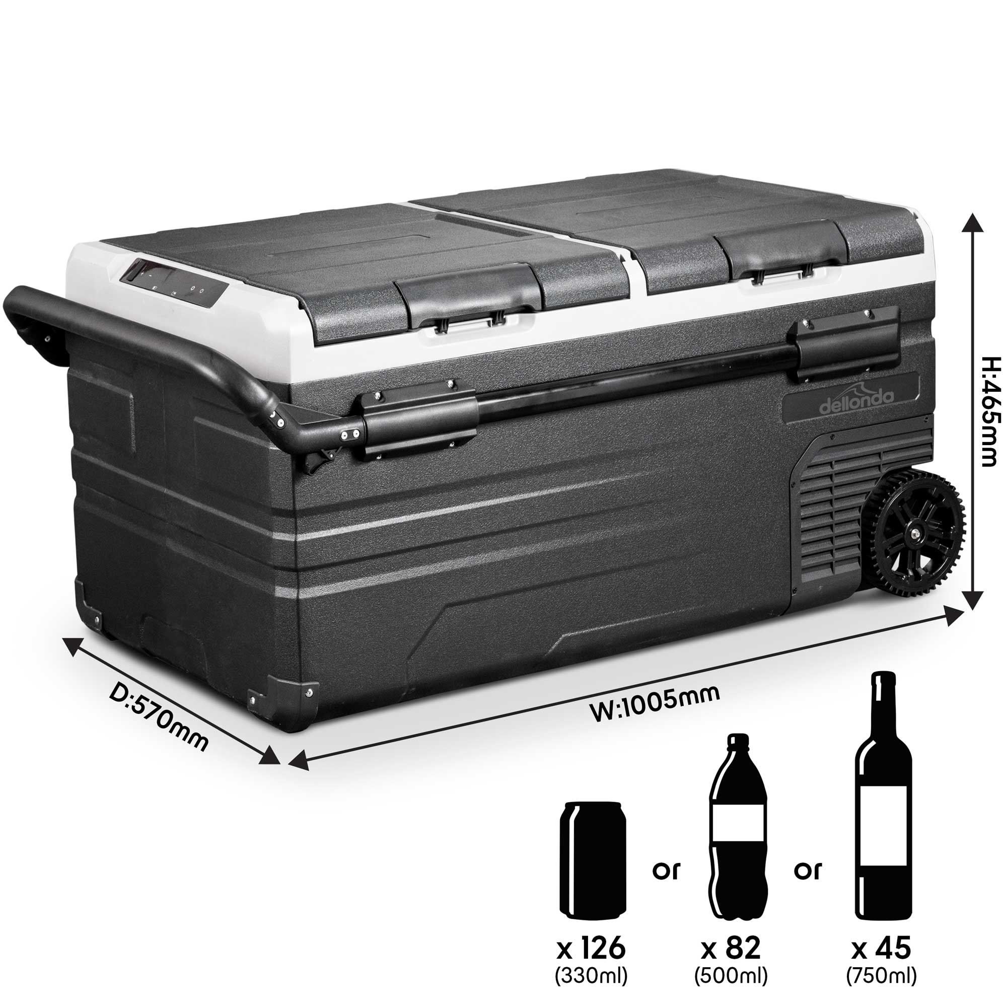 95L Portable Car Fridge, Freezer, 12/24V Dual Zone Compressor - DL128