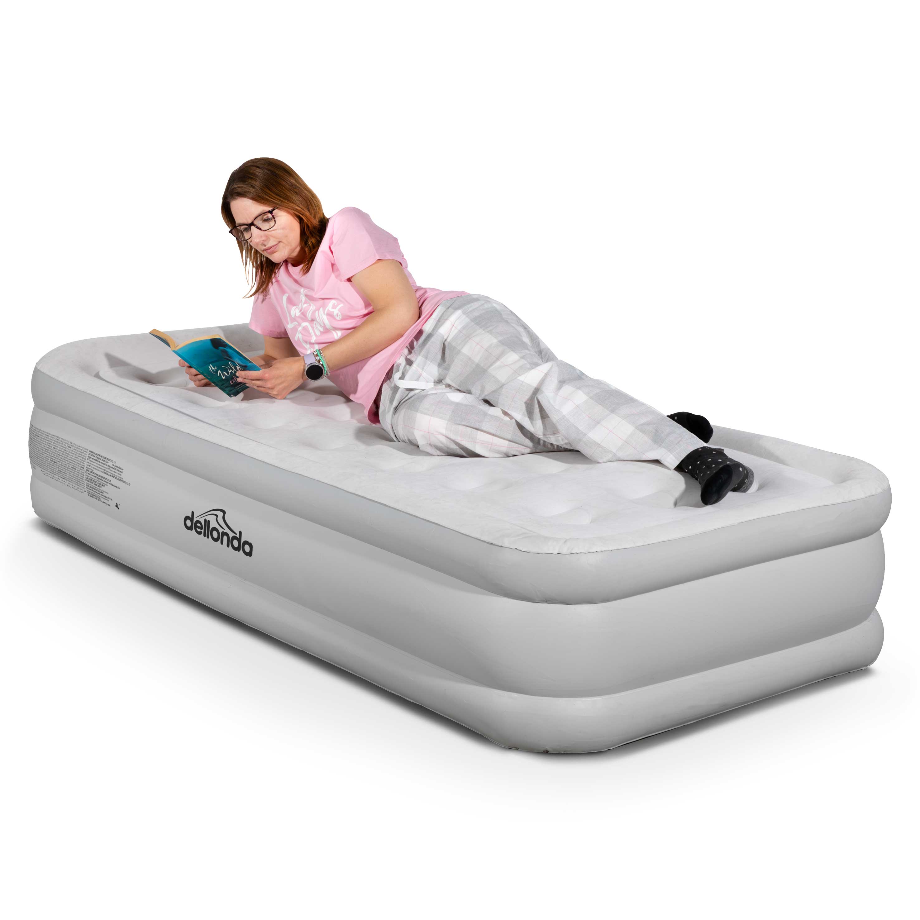 Single High-Raised Air Bed with Removable Electric Pump & Carry Bag - DL144