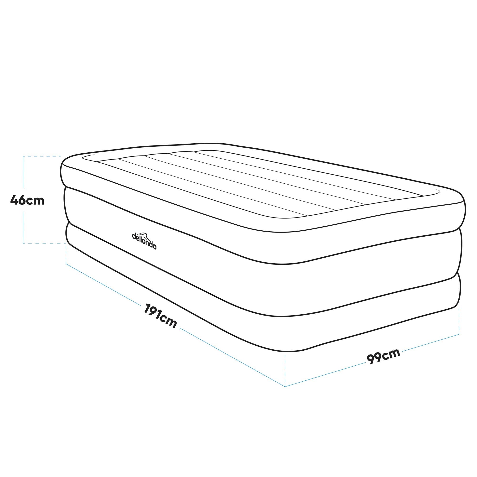 Single High-Raised Air Bed with Built-In Electric Pump & Carry Bag - DL146